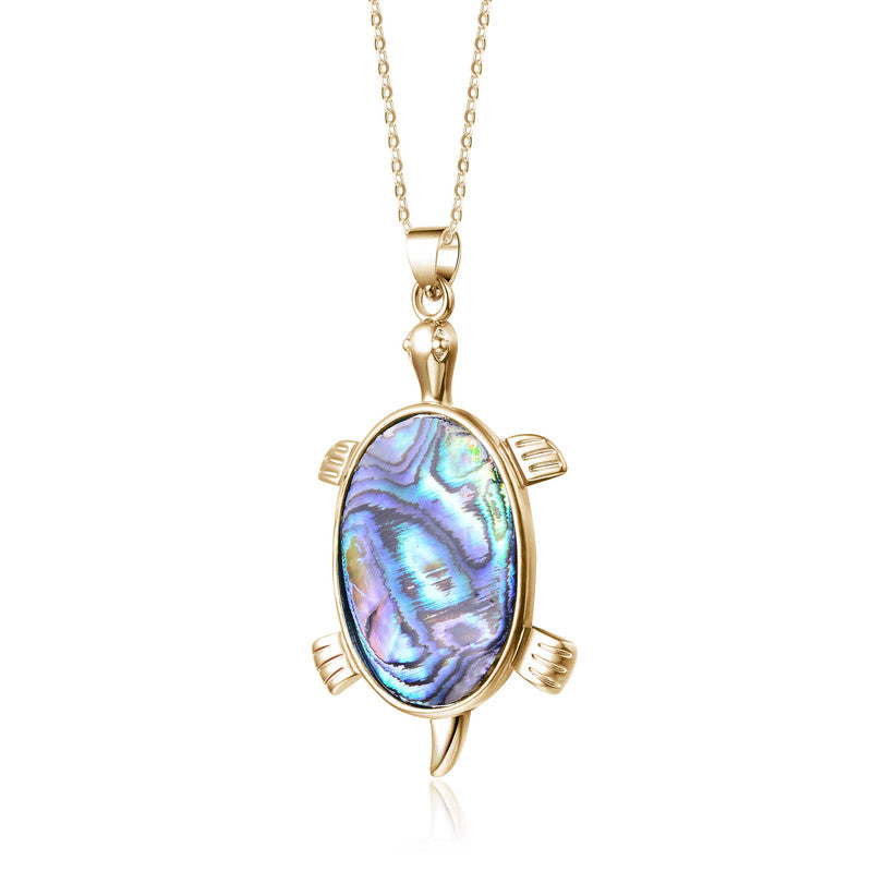 Elise Abalone Charm Turtle Pendant Necklace Genevive