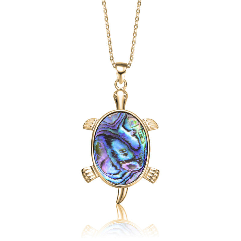 Elise Abalone Charm Turtle Pendant Necklace Genevive