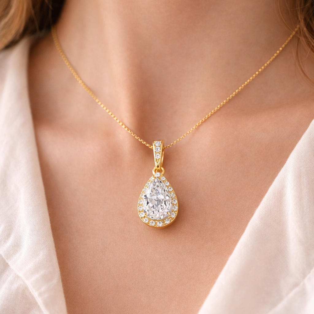 Anne Teardrop Retro Couture Pendant Necklace GENEVIVE