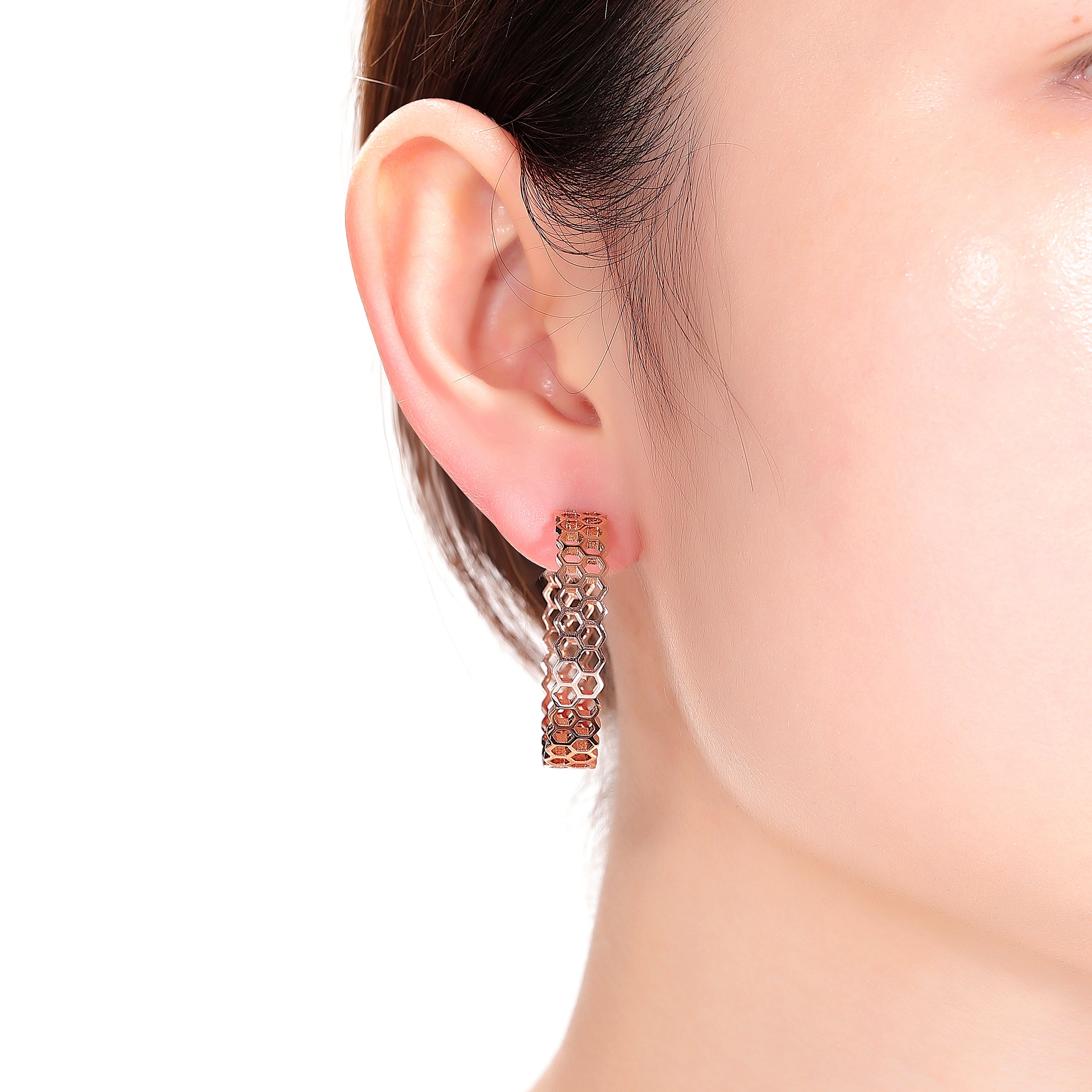 Yvonne Honeycomb Design Hoop Earrings GENEVIVE