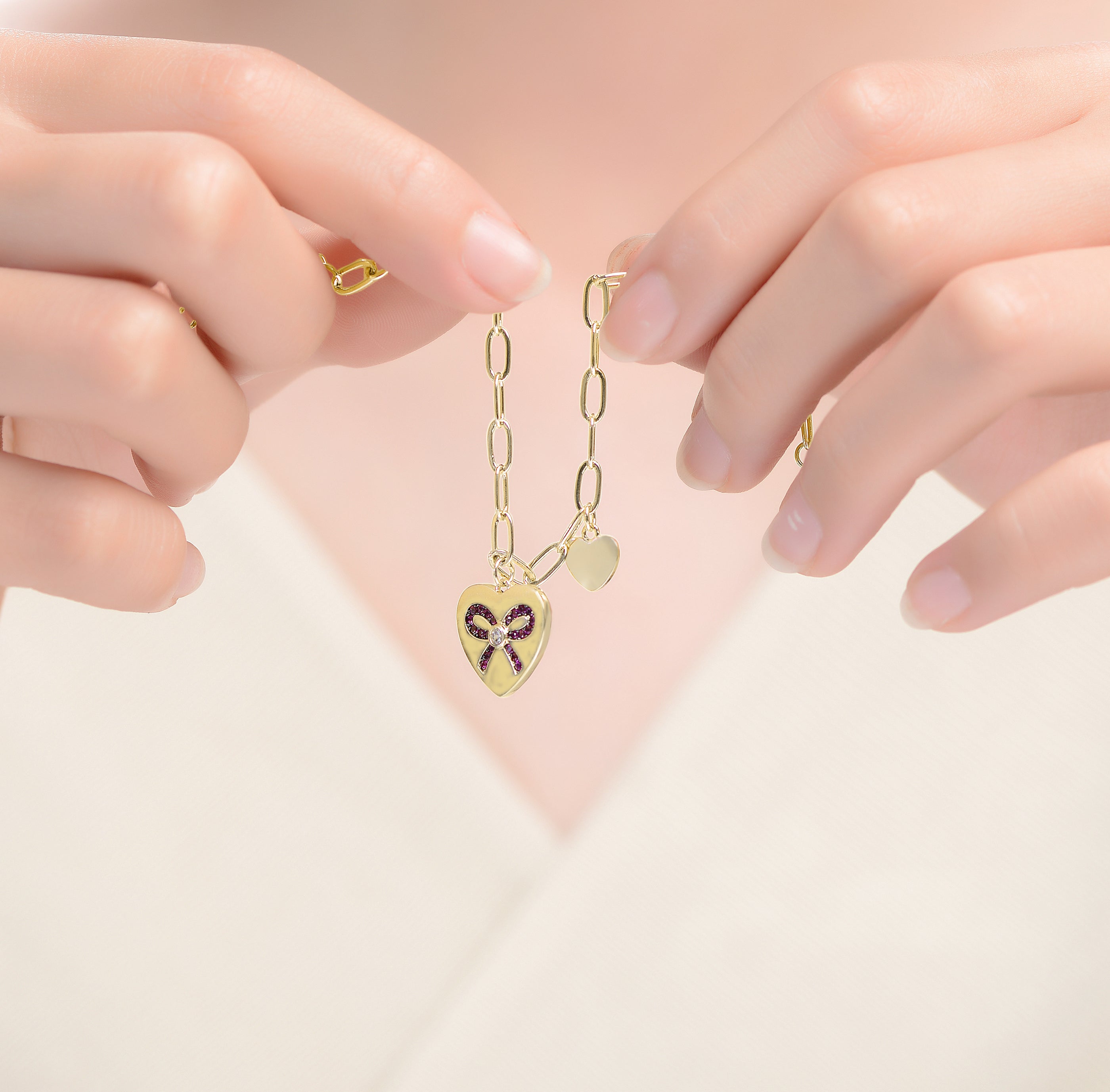 Vilette Rose Gold Plated Ribbon Heart Bracelet GENEVIVE