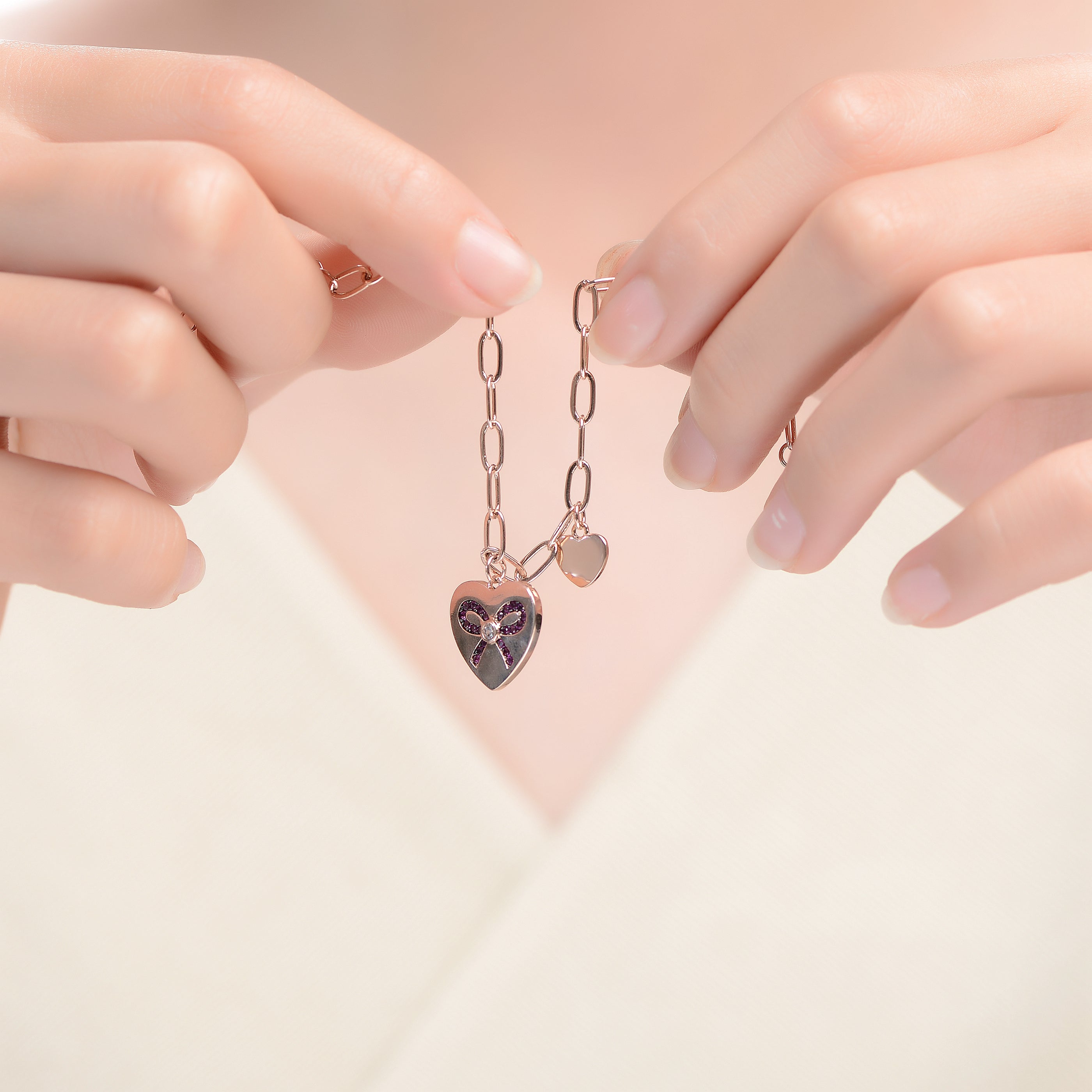Vilette Rose Gold Plated Ribbon Heart Bracelet GENEVIVE