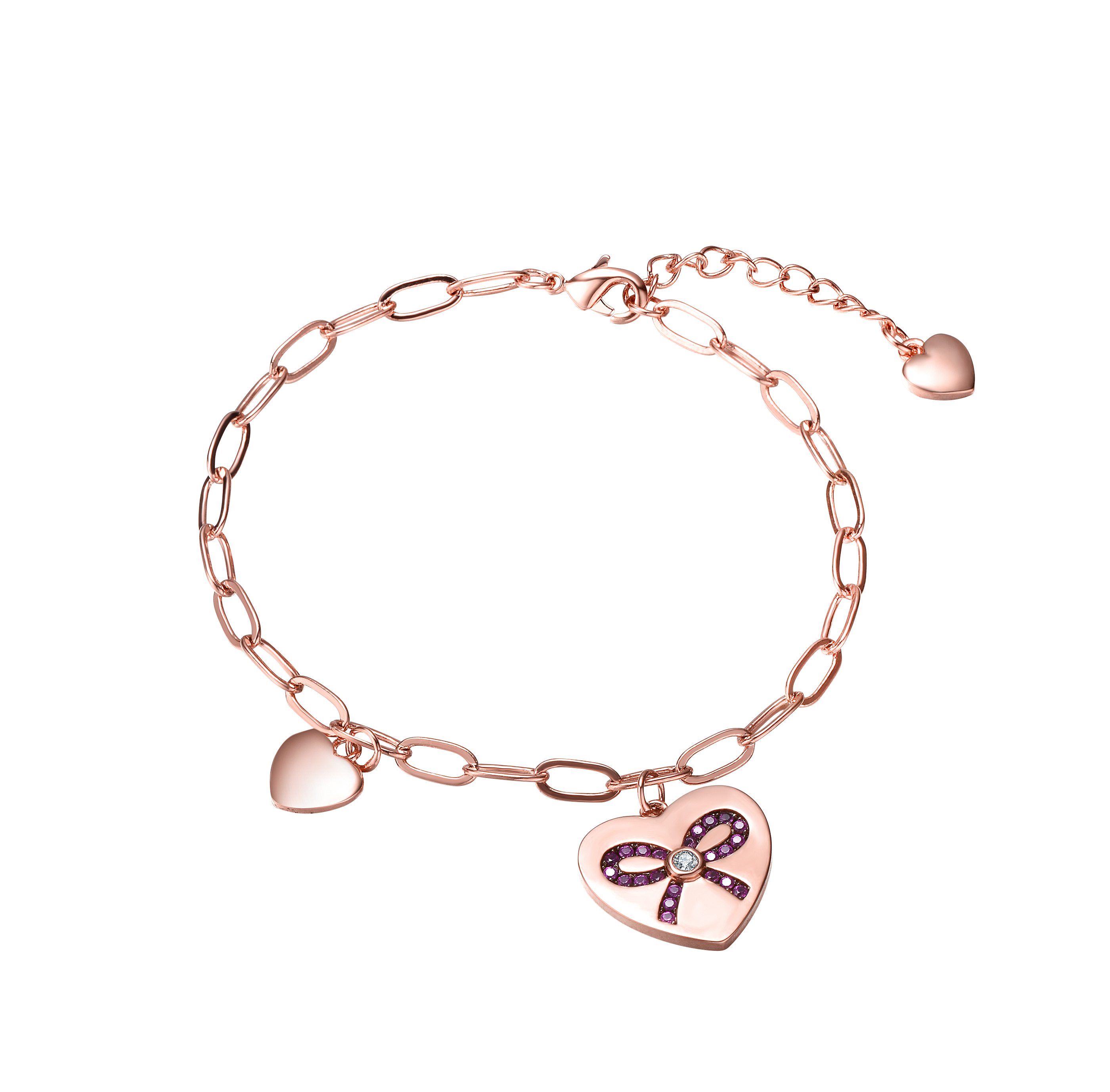 Vilette Rose Gold Plated Ribbon Heart Bracelet GENEVIVE