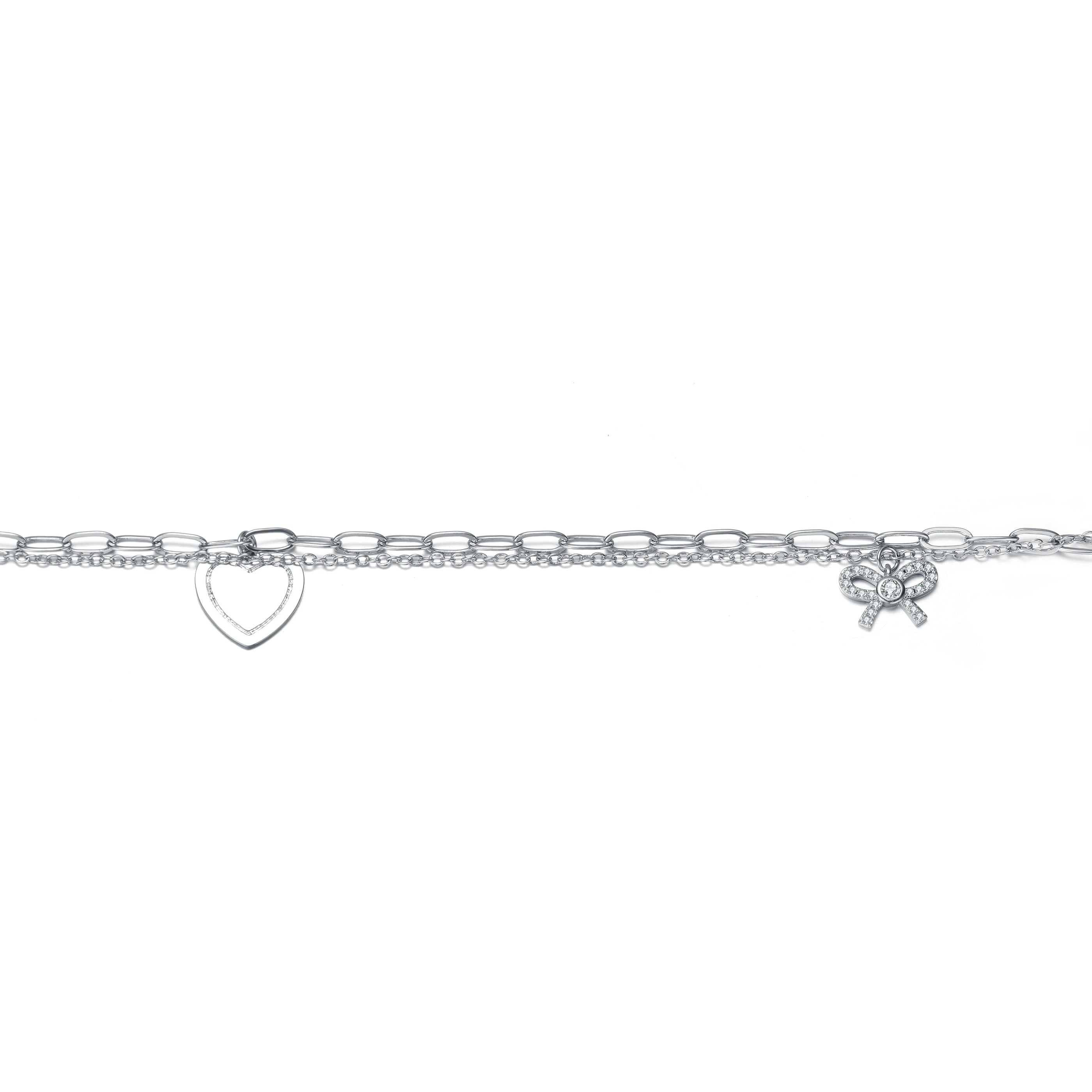 Louise Clip Chains Heart and Bow Charms Bracelet GENEVIVE