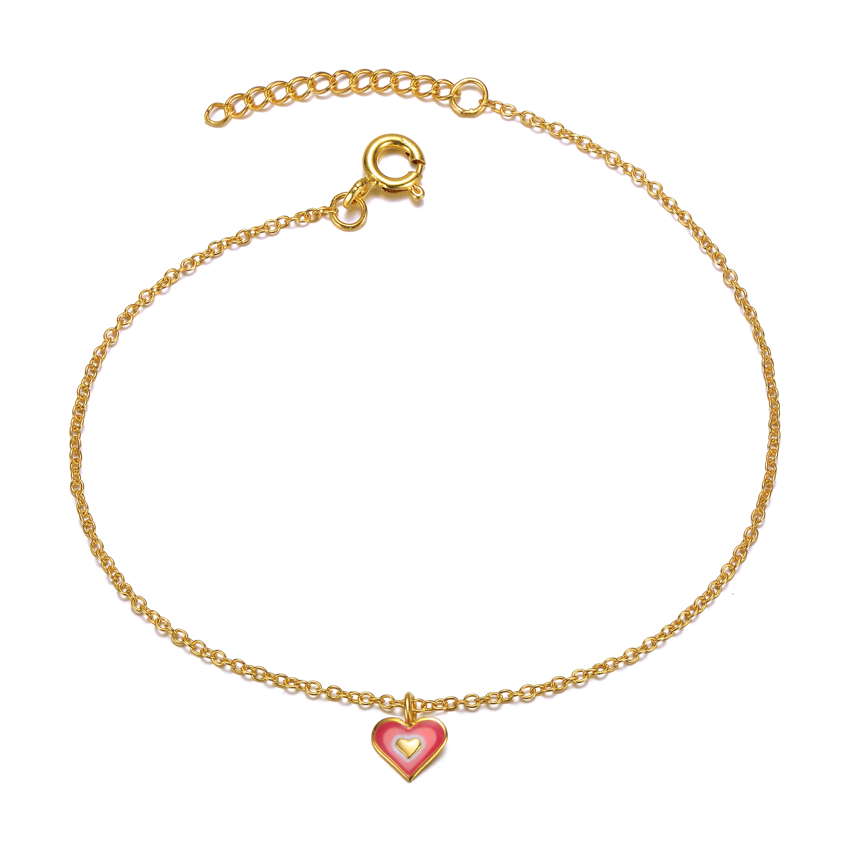Nadine Enamel Halo Heart Charm Bracelet GENEVIVE