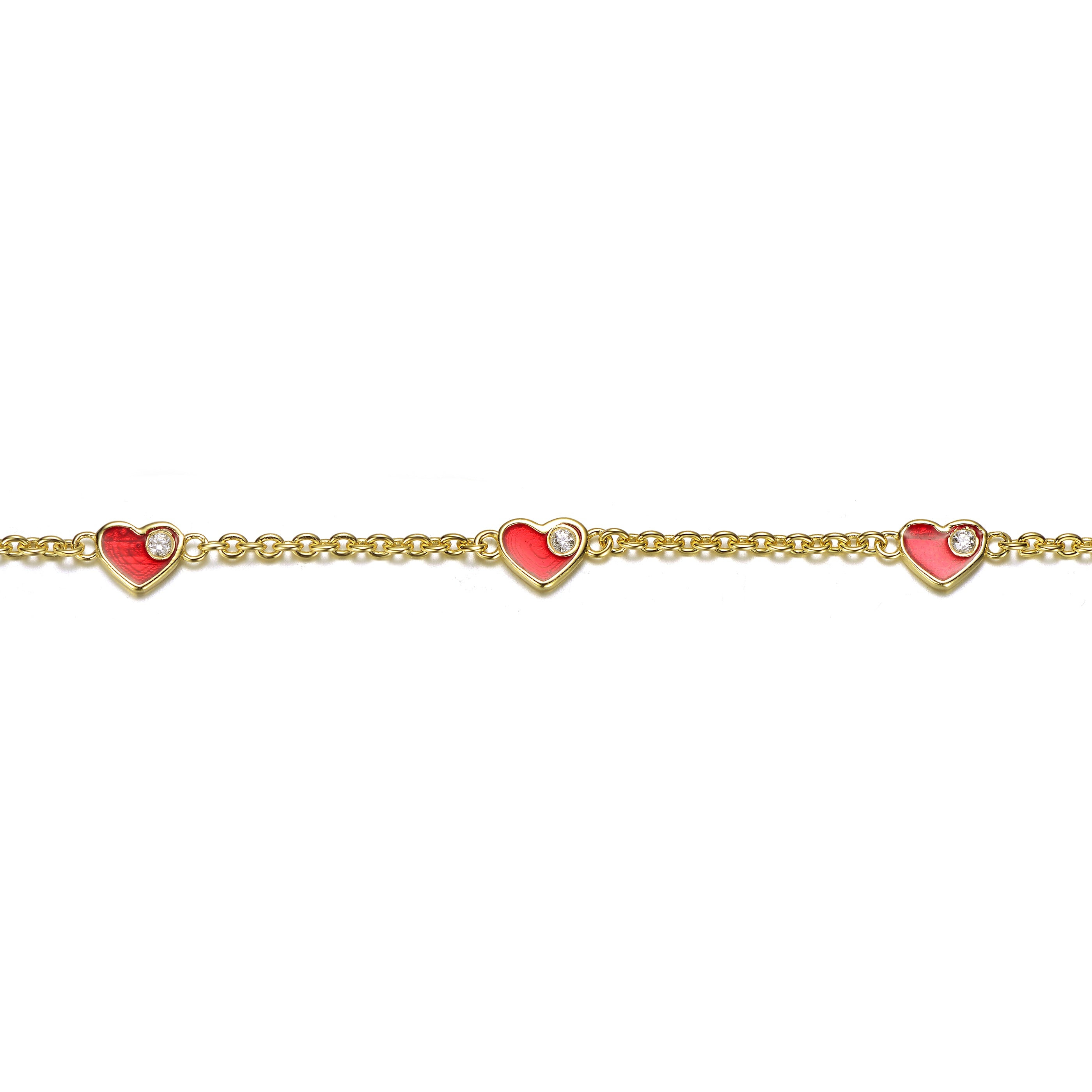 Fleur Red Heart Link Bracelet GENEVIVE