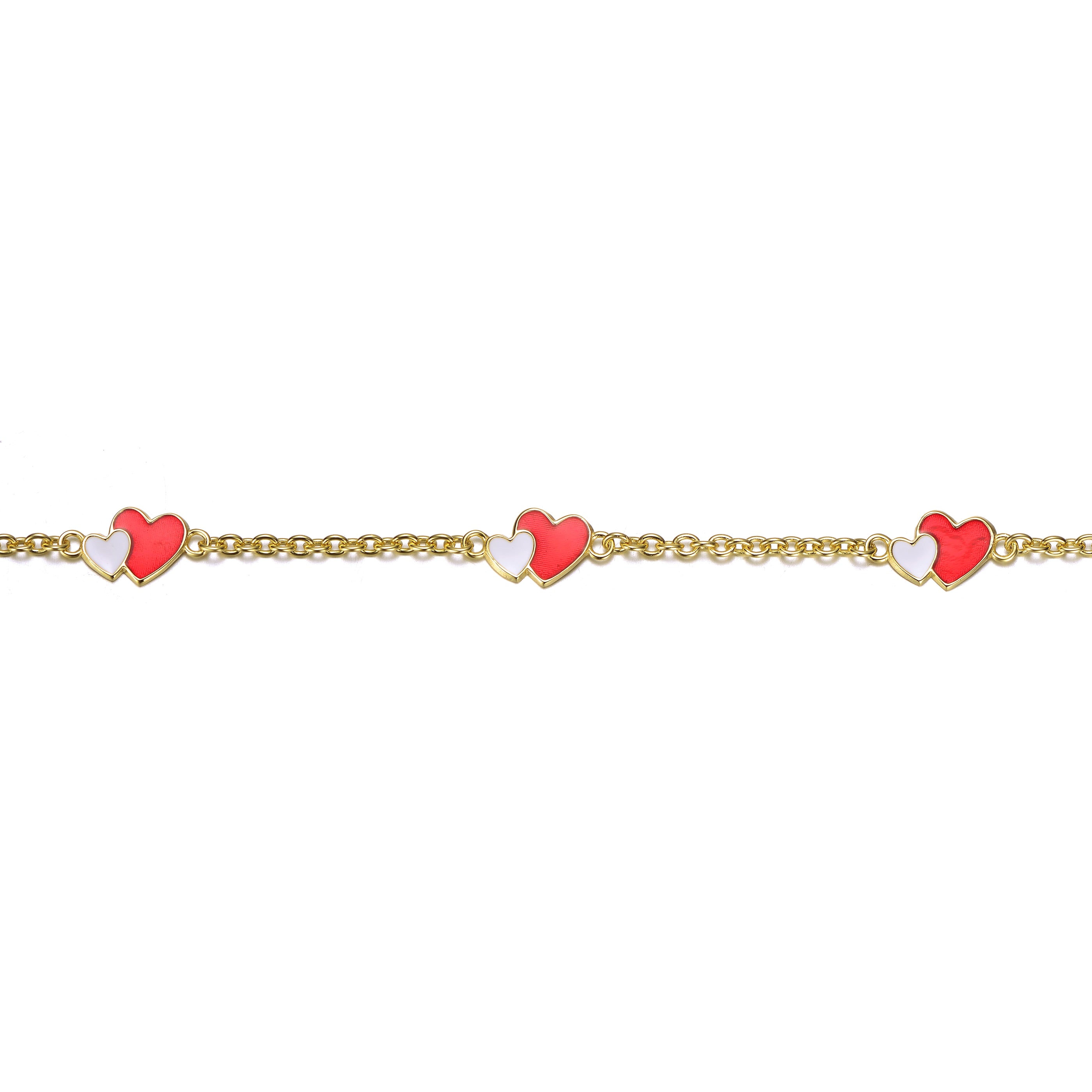 Dominique Enamel Double Heart Charm Bracelet GENEVIVE