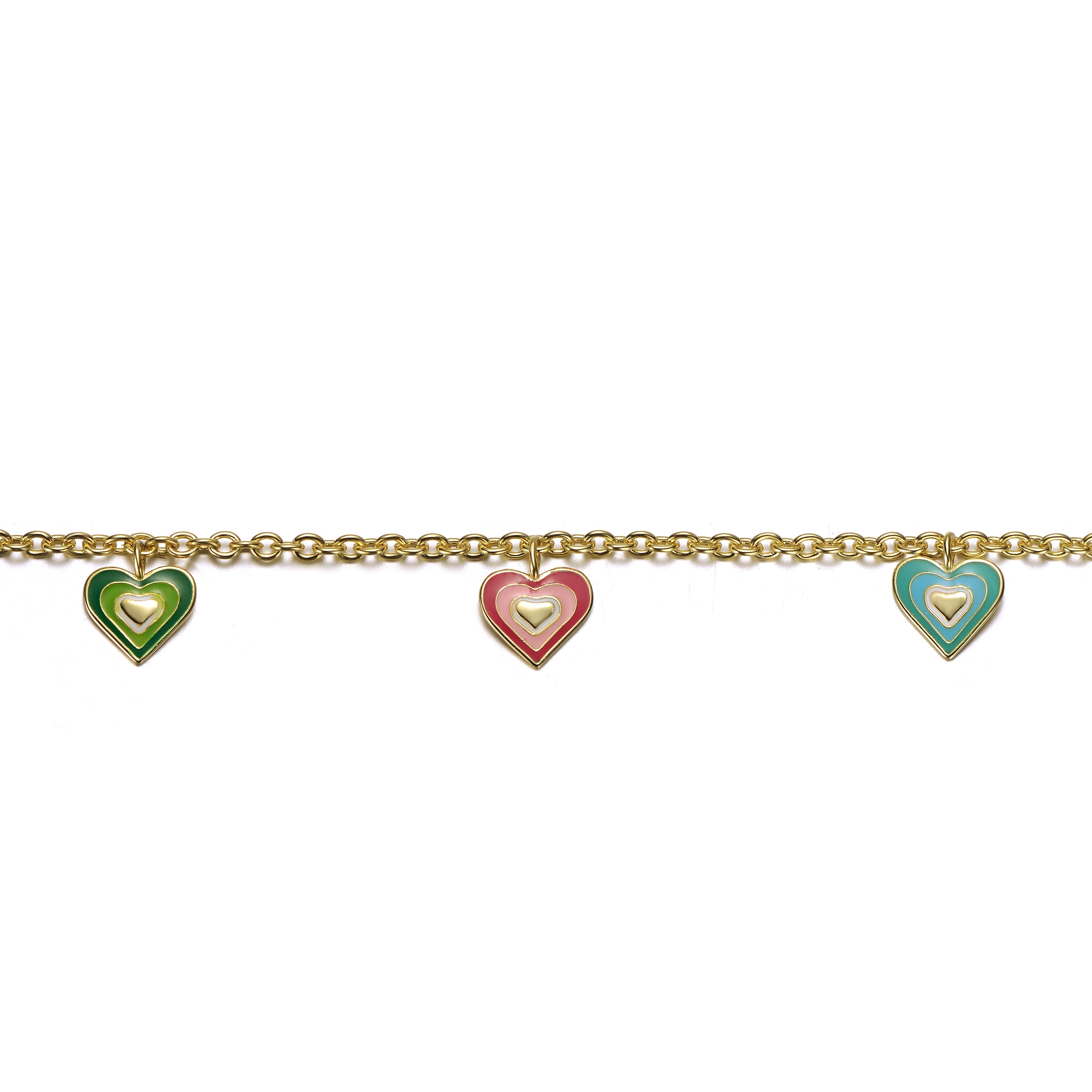 Adele Multi Color Enamel Halo Heart Charm Bracelet GENEVIVE