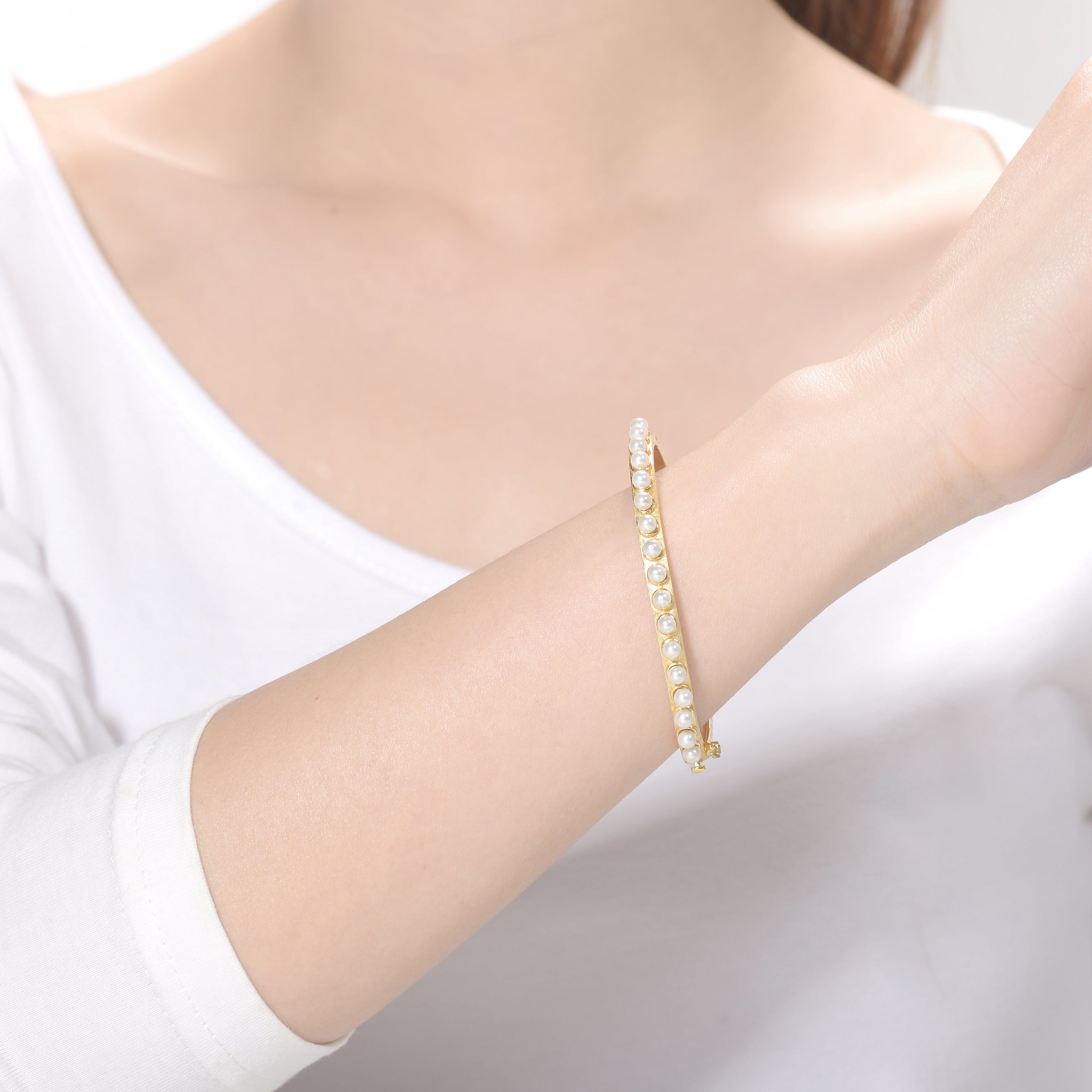 Delphine Couture Pearl Bangle Bracelet GENEVIVE