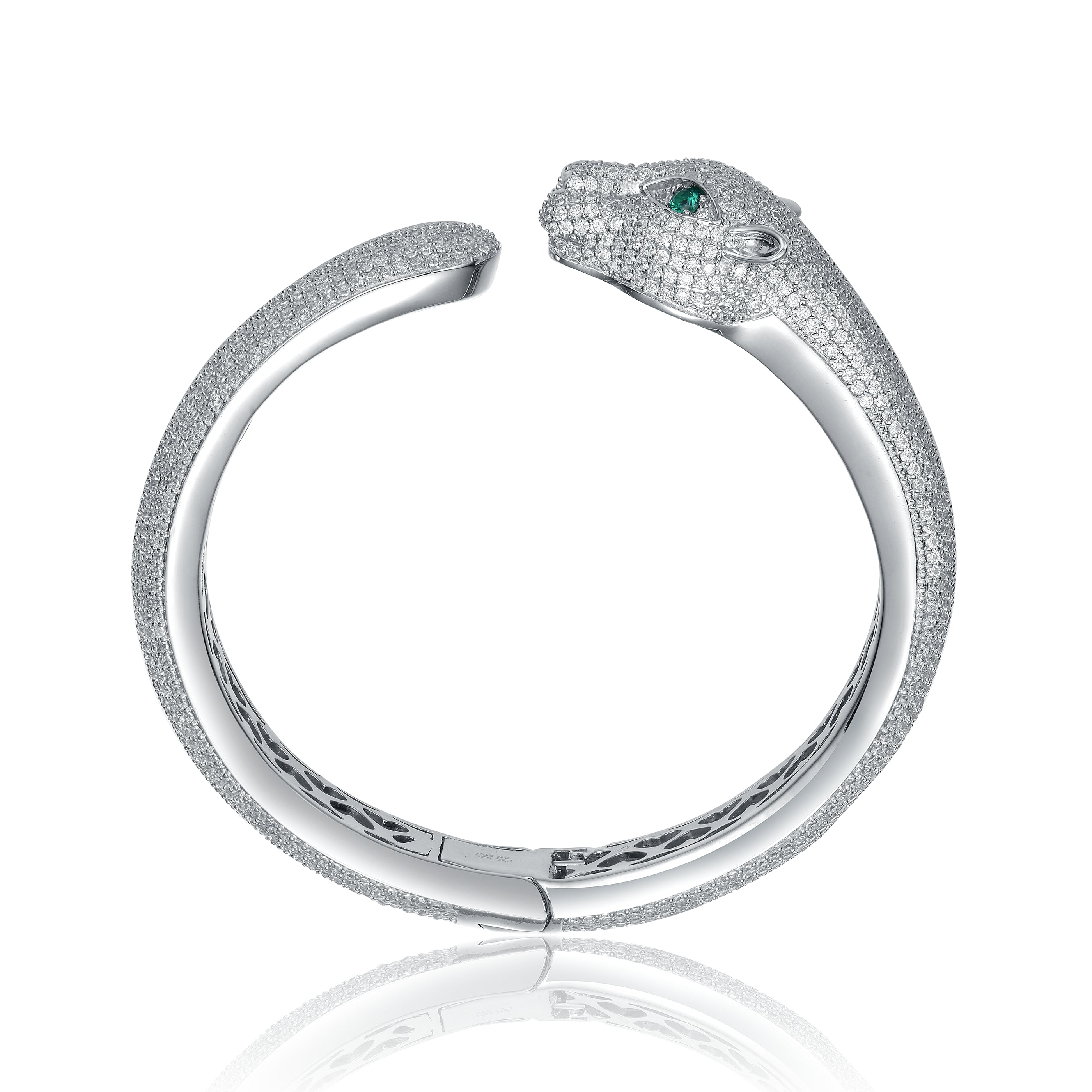 Simone Hinged Open Cuff Panther Bangle Bracelet GENEVIVE