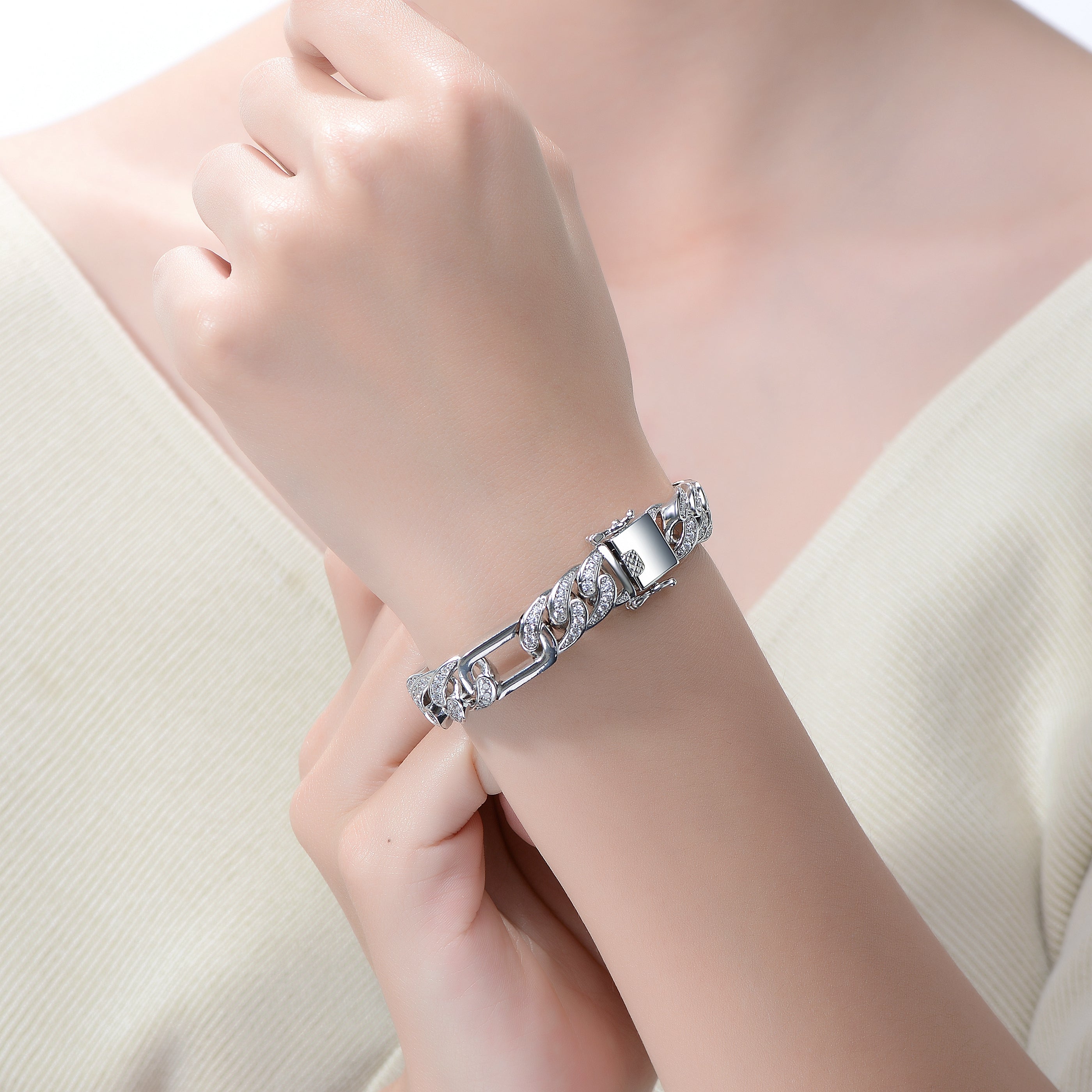 Belleville Chunky Triple Chain Statement Bracelet Genevive