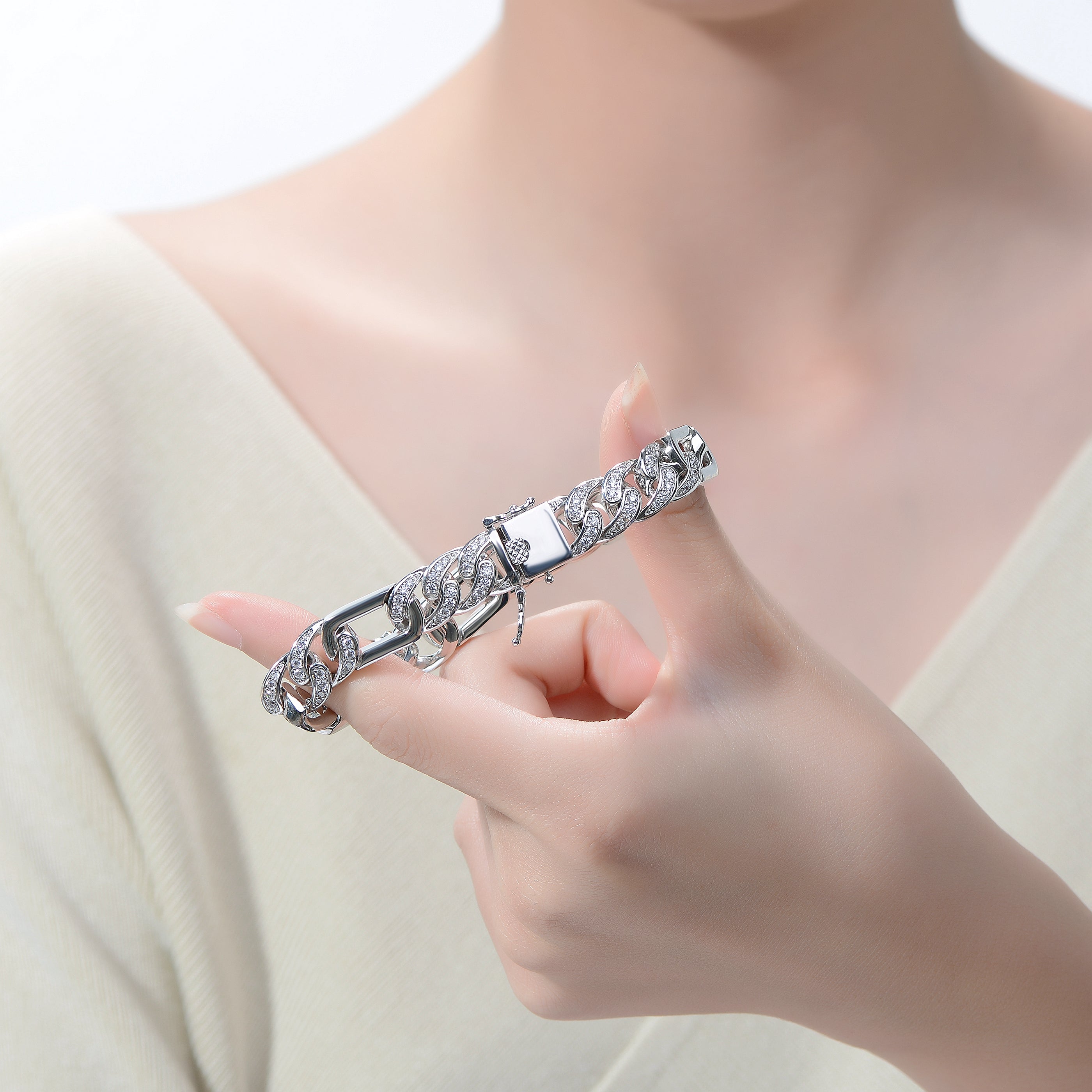 Belleville Chunky Triple Chain Statement Bracelet Genevive