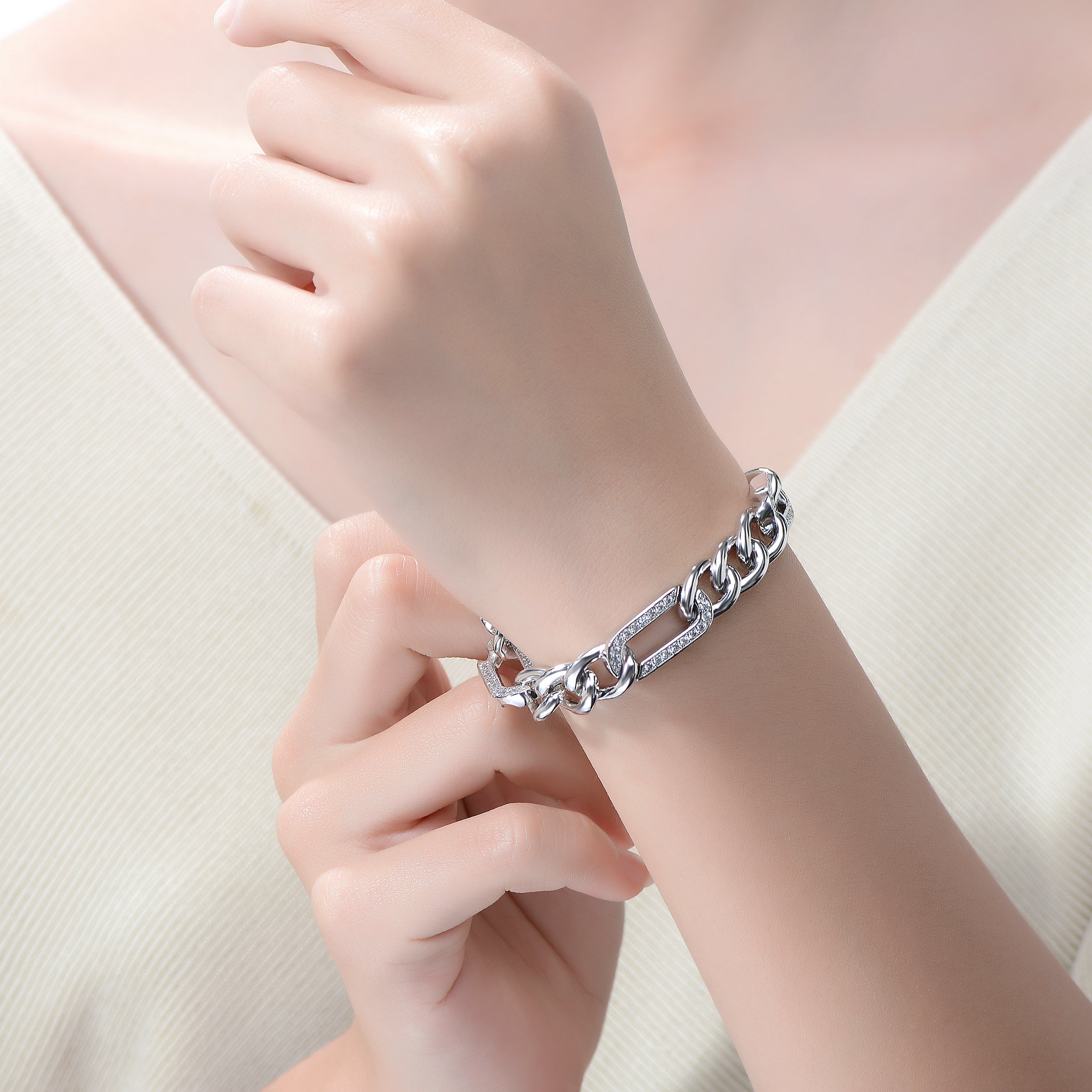 Belleville Chunky Chain Studded Statement Bracelet Genevive