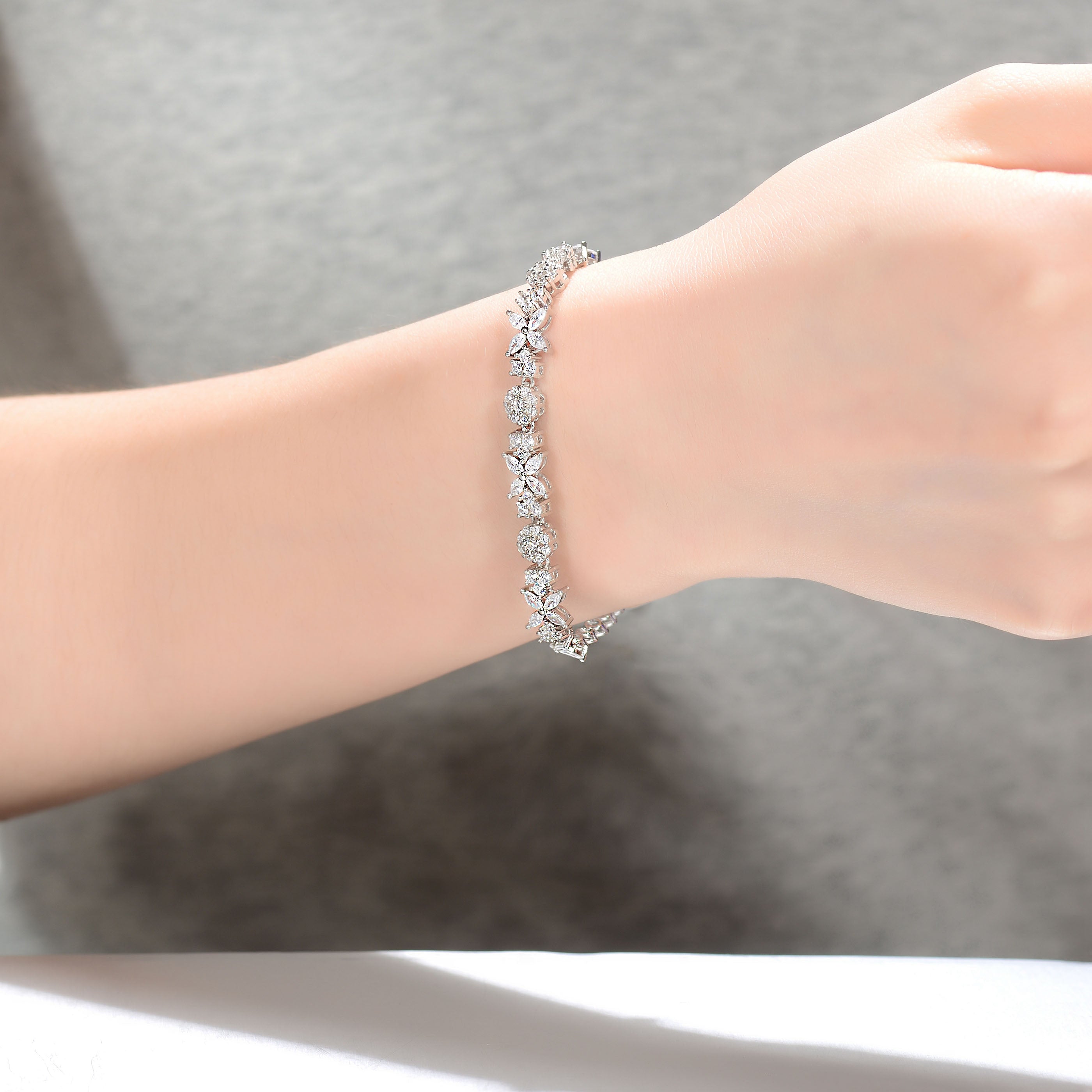 Isabelle Marquise Flower Tennis Bracelet GENEVIVE