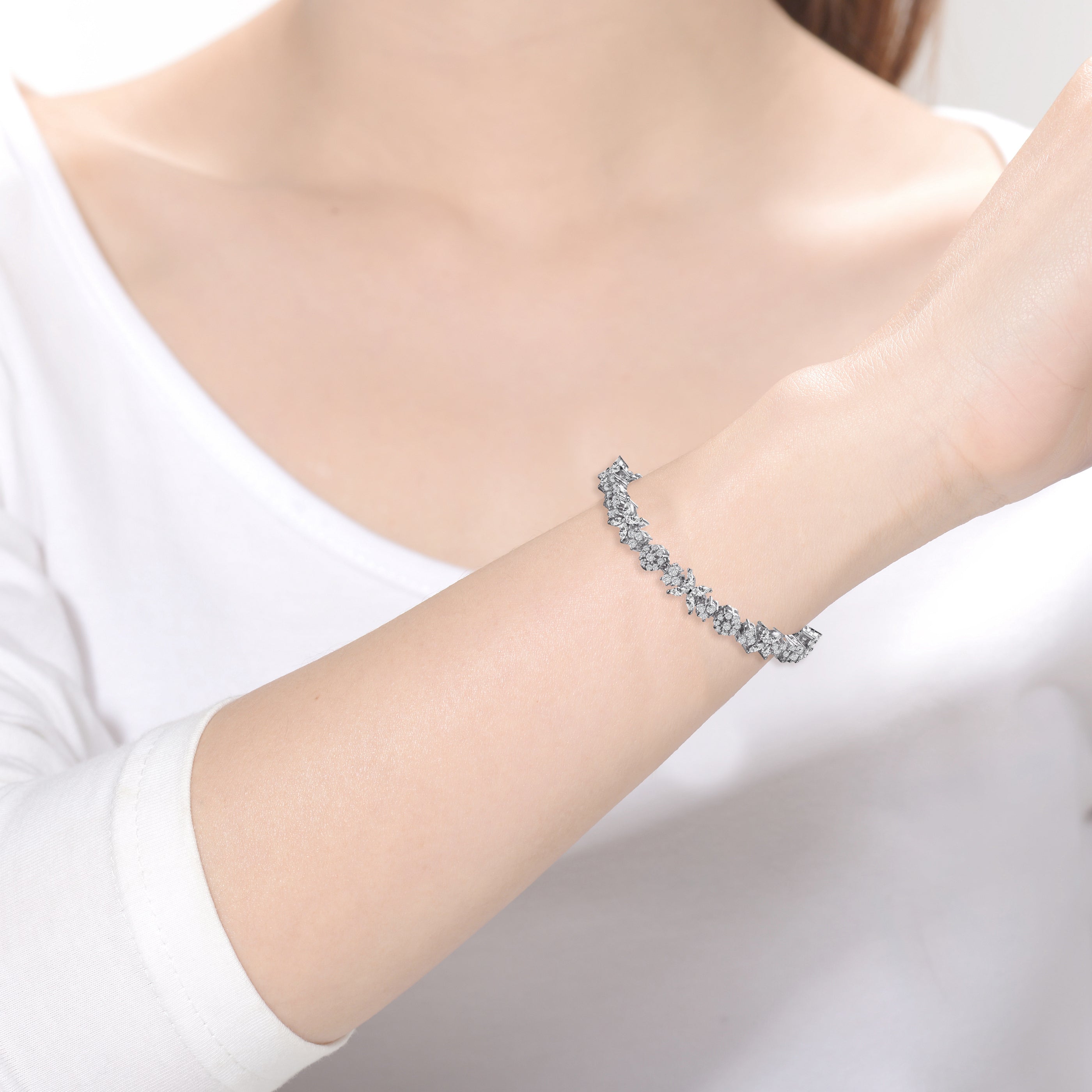 Isabelle Marquise Flower Tennis Bracelet GENEVIVE