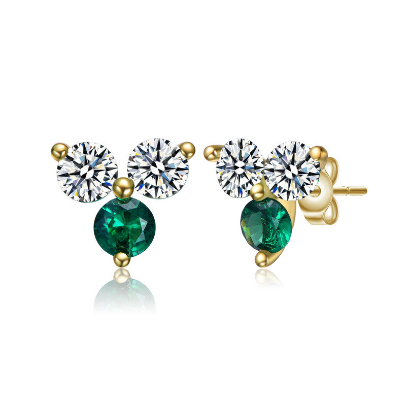 Catalina Color Three-Stone Stud Earrings Genevive