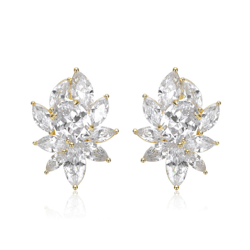 Elara Leaf Cluster Stud Earrings Genevive