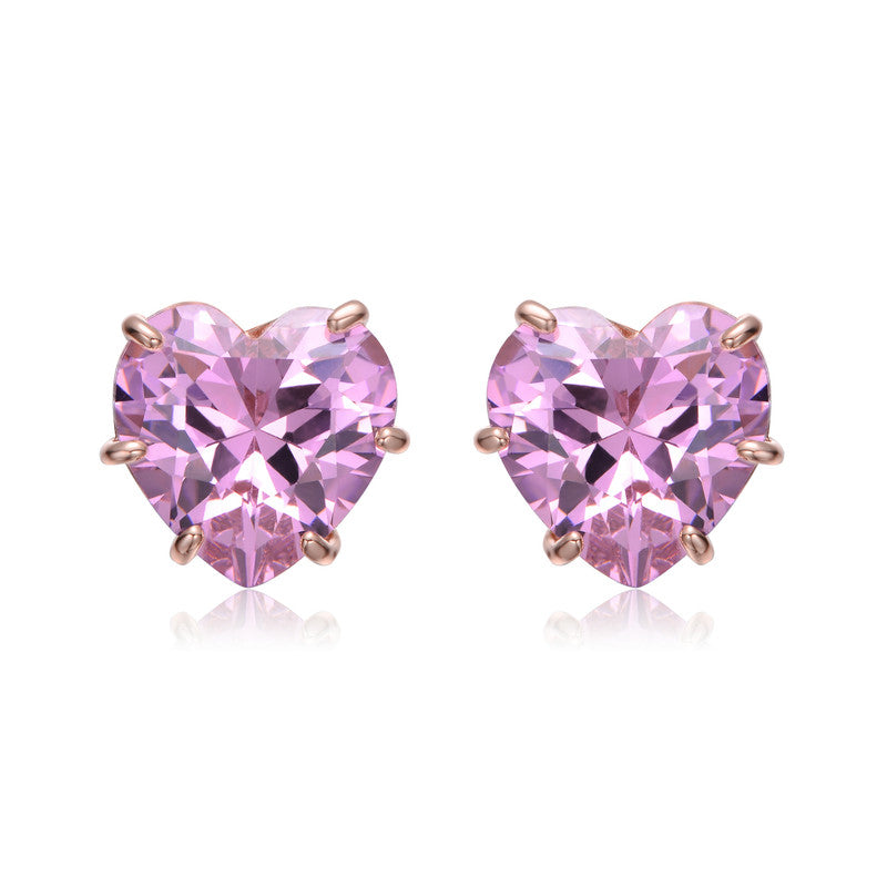 Amora Heart CZ Stud Earrings Genevive