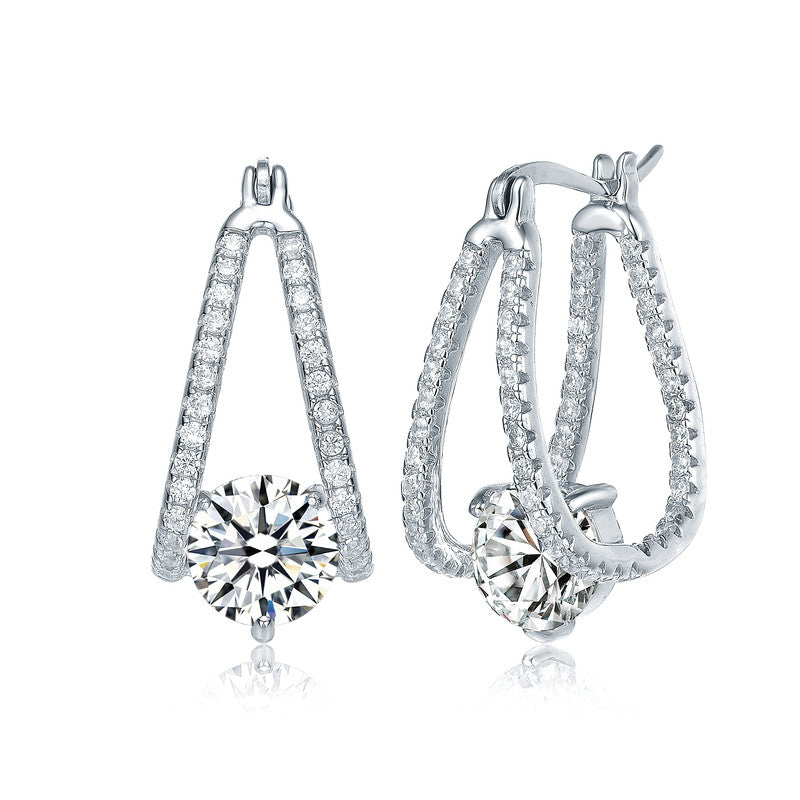 Simone Trapeze Solitaire Hoop Earrings Genevive