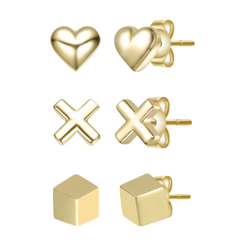 Madison 3D Heart Cross Stud Set GENEVIVE