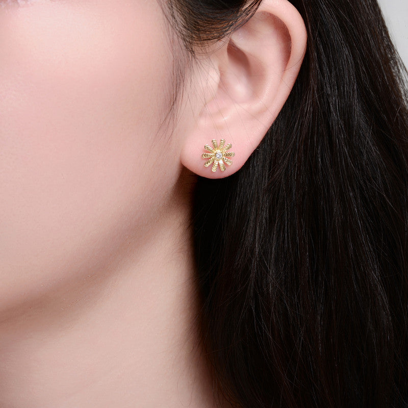 Lily Gold Flower Stud Earrings GENEVIVE