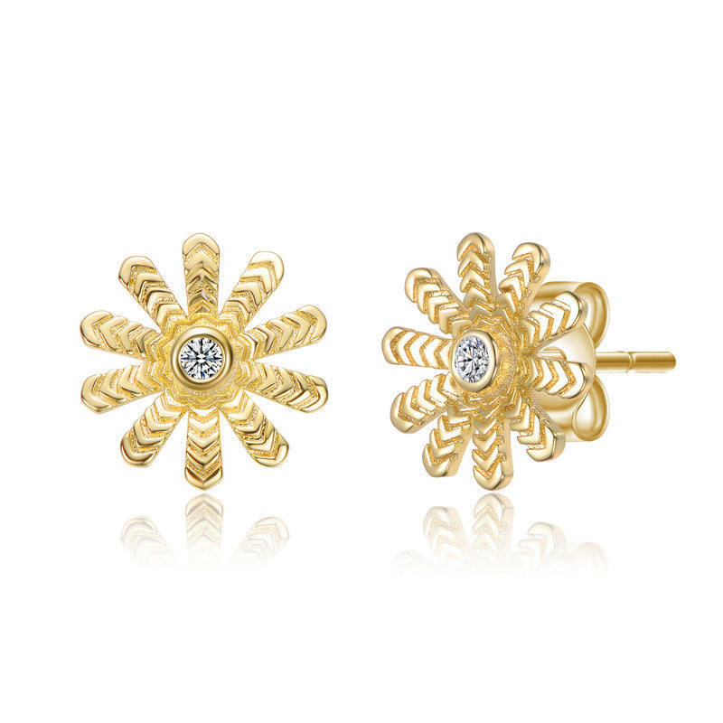 Lily Gold Flower Stud Earrings GENEVIVE