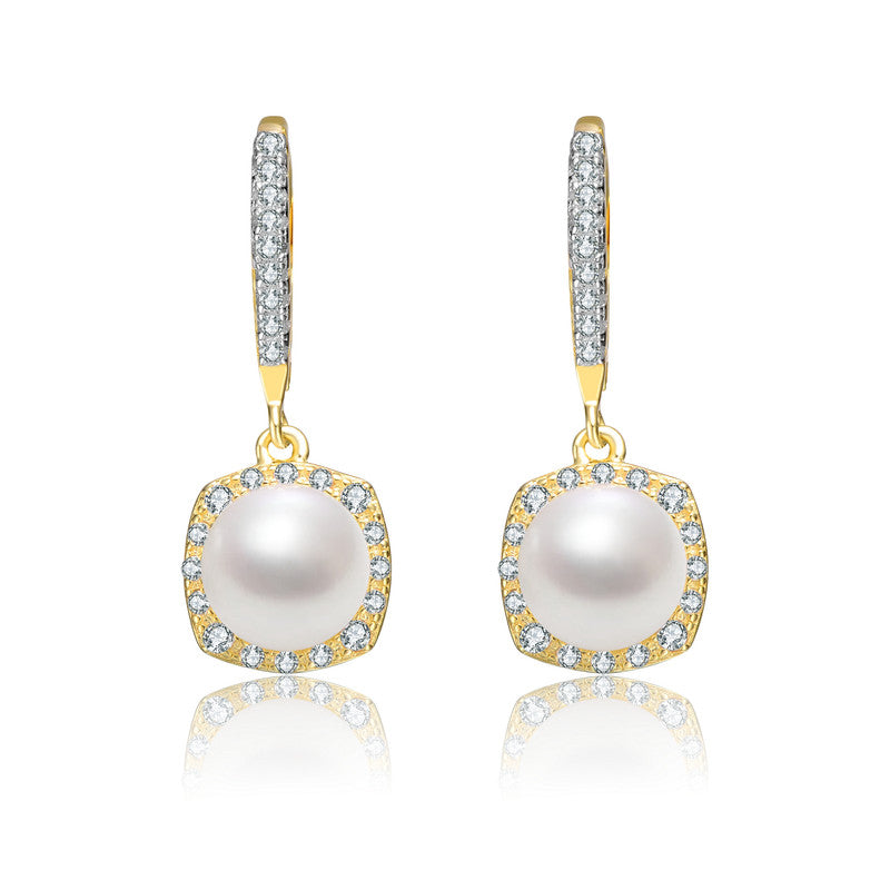 Clara Silver Pearl Drop Earrings GENEVIVE