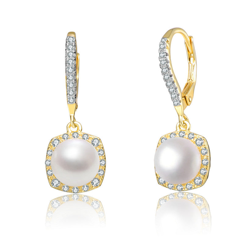 Clara Silver Pearl Drop Earrings GENEVIVE