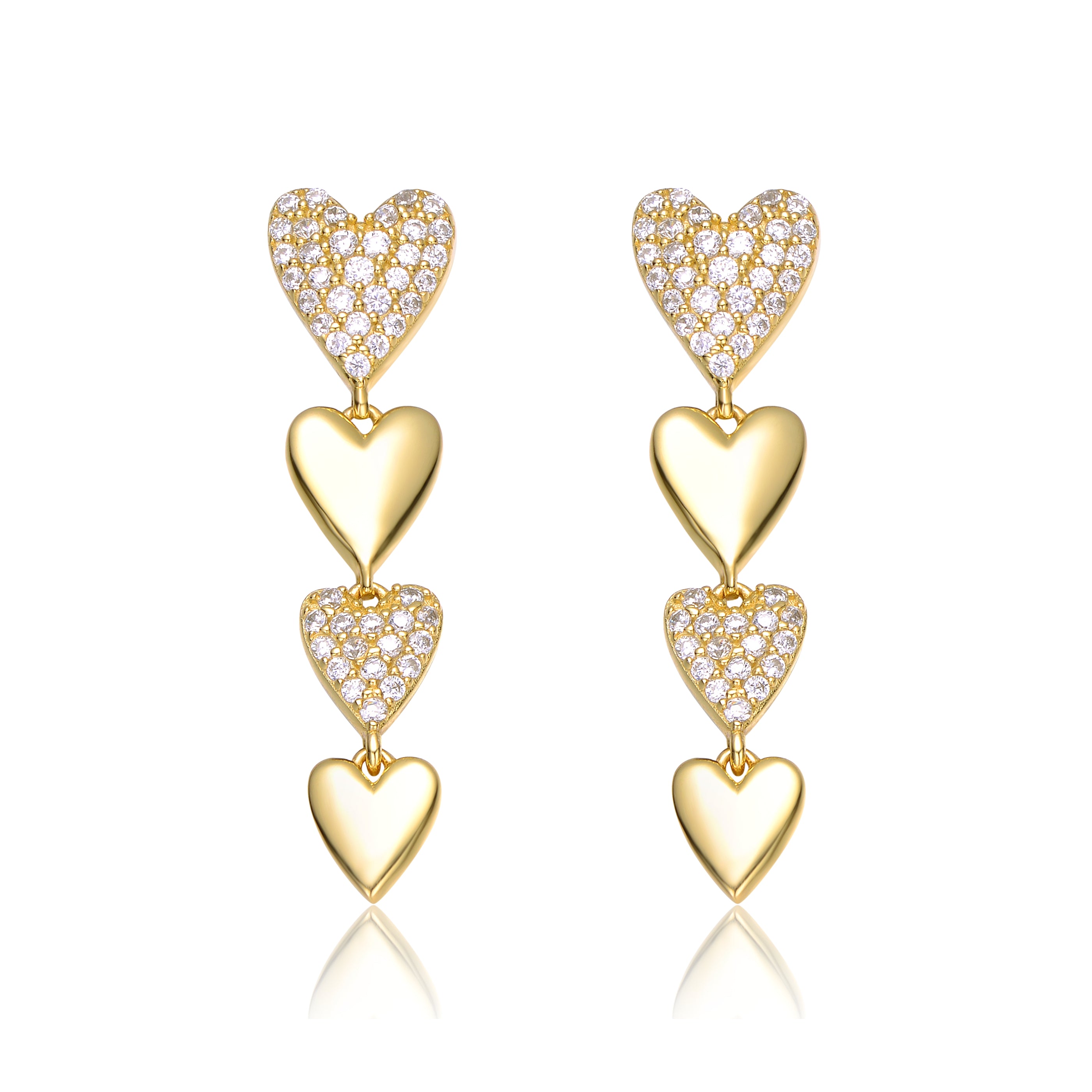 Sylvie Heart Vertical Dangle Earrings GENEVIVE