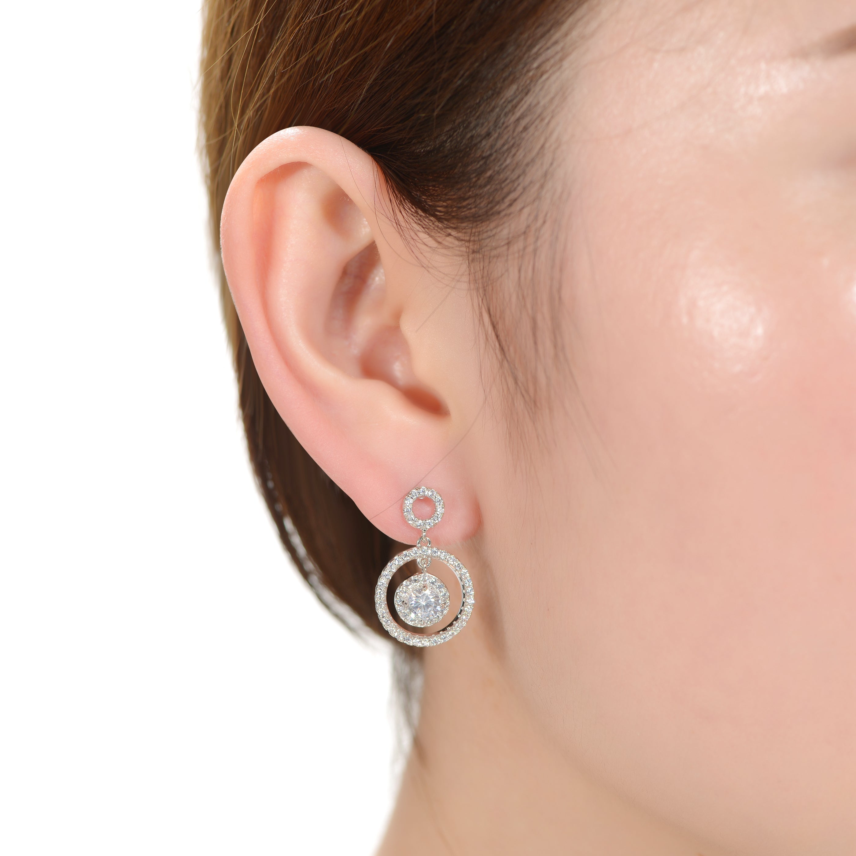 Odette Three Halo Drop Earrings GENEVIVE
