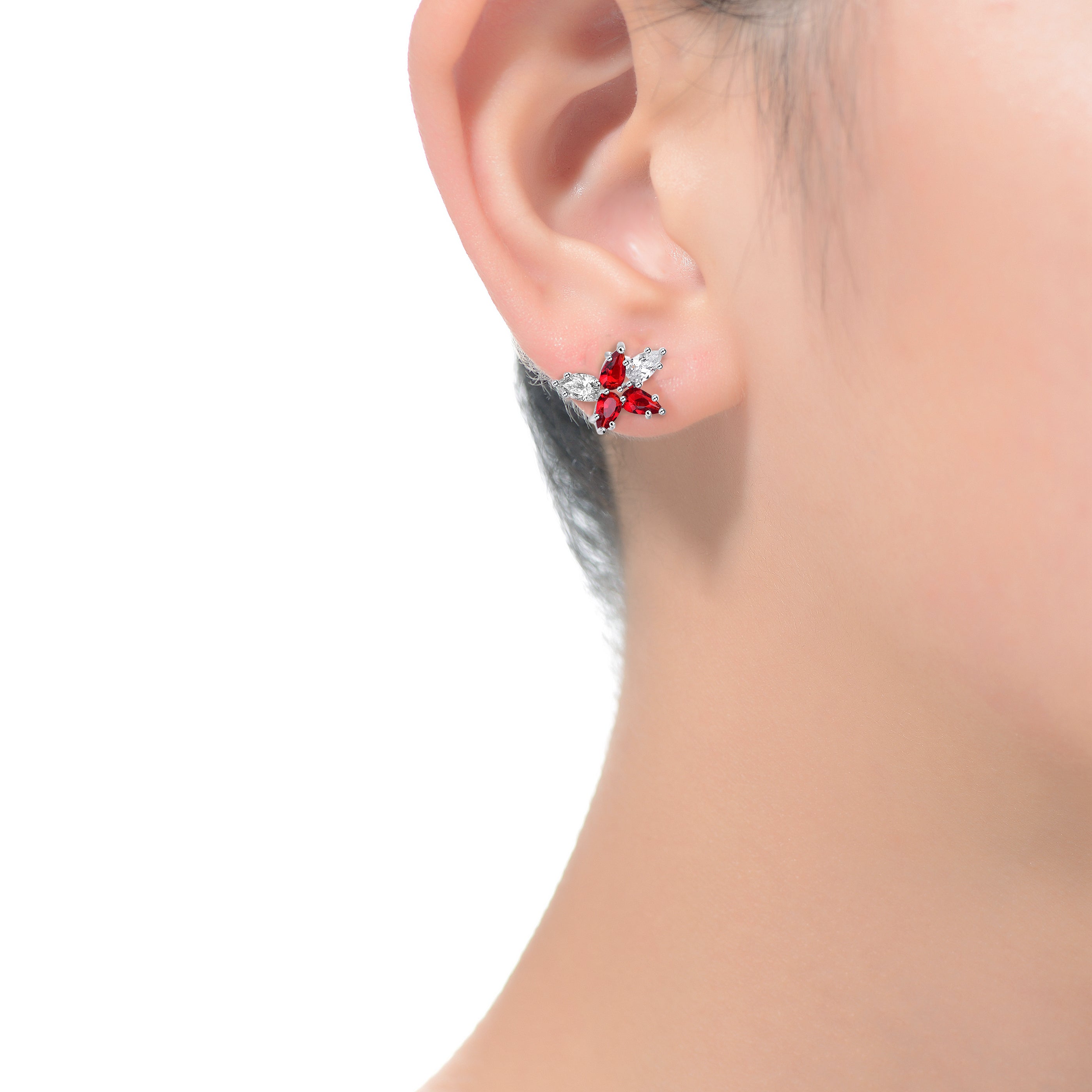 Lierre Red Couture Jasmine Stud Earrings Genevive