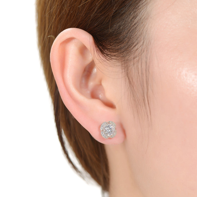 Roselle Floral Halo Stud Earrings Genevive