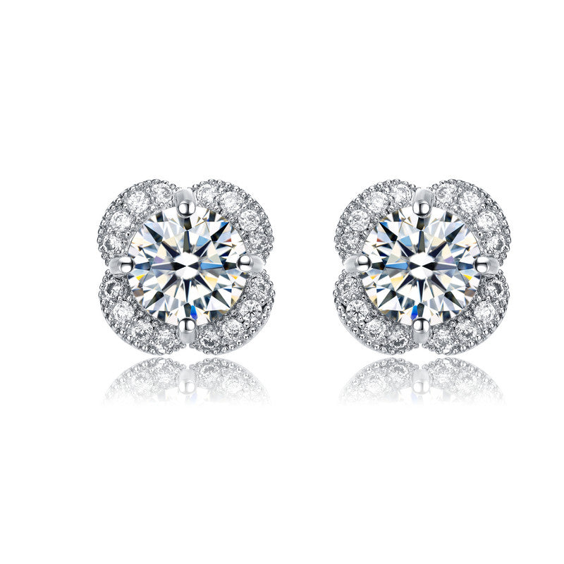 Roselle Floral Halo Stud Earrings Genevive