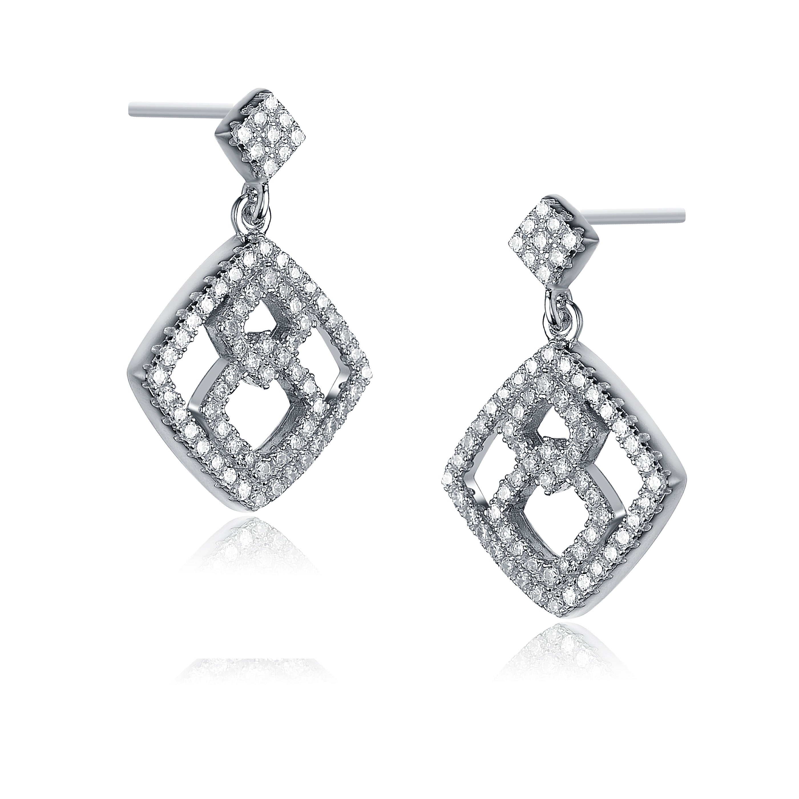 Déco Triple Square Halo Earrings GENEVIVE