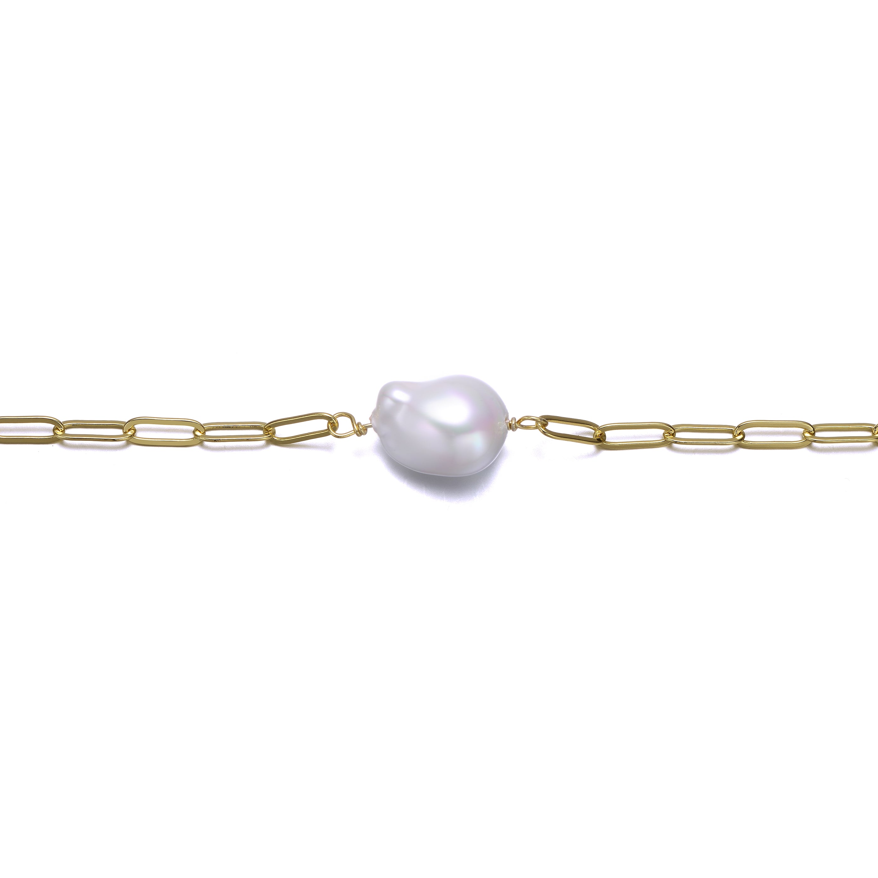 Brigitte Pearl Paperclip Couture Link Bracelet GENEVIVE