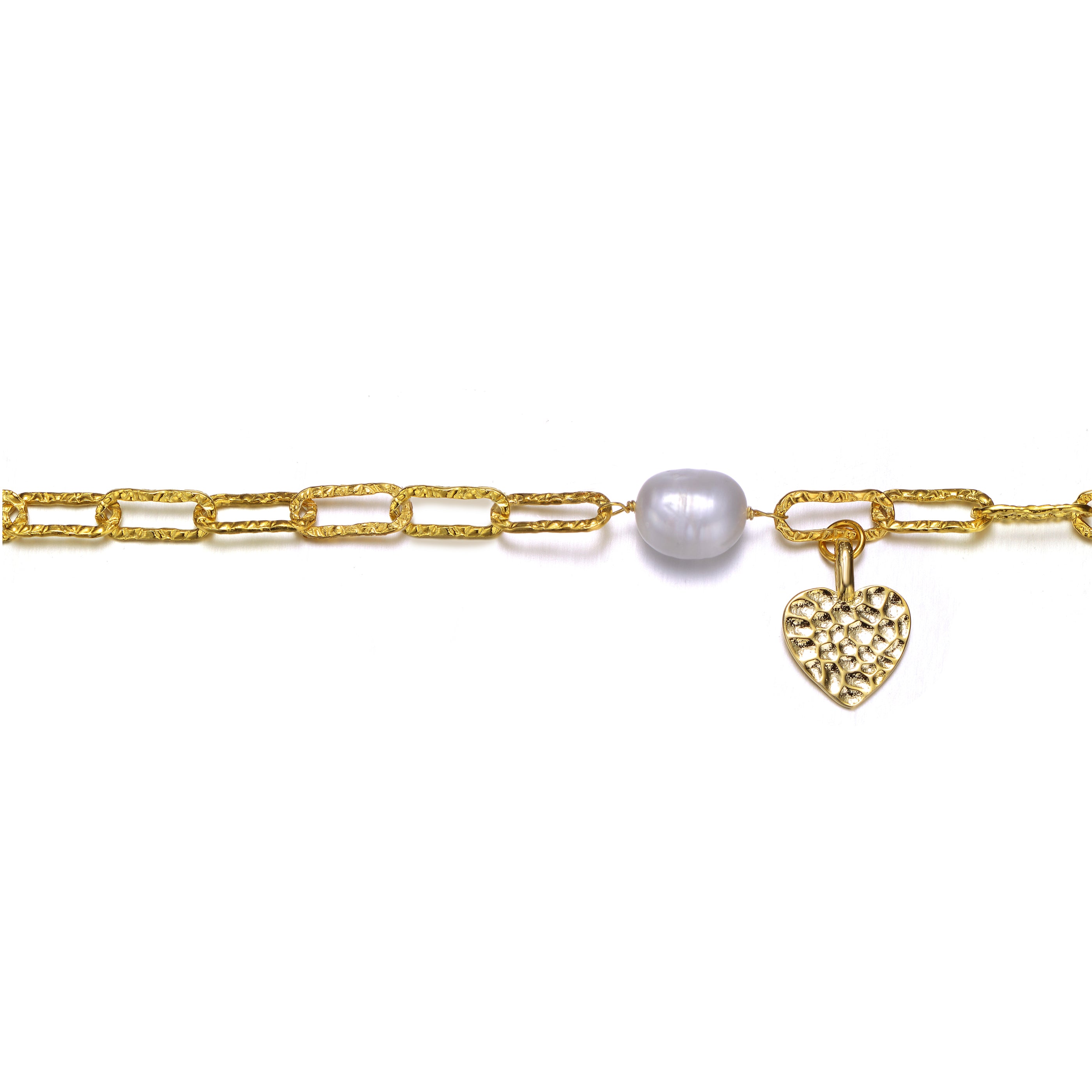 Brigitte Coeur Golden Chain Pearl Heart Bracelet GENEVIVE