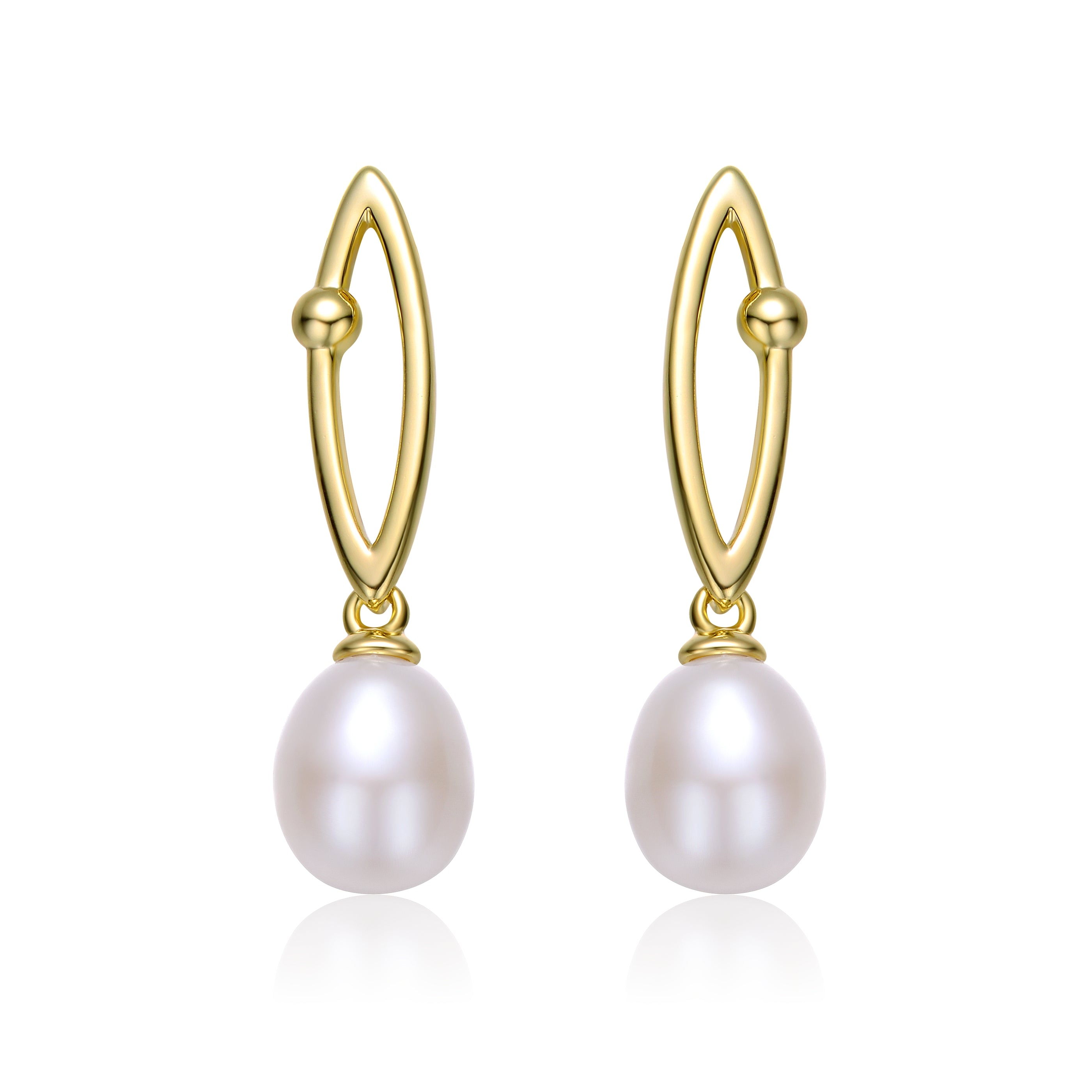Delphine Pearl Golden Almond Earrings GENEVIVE