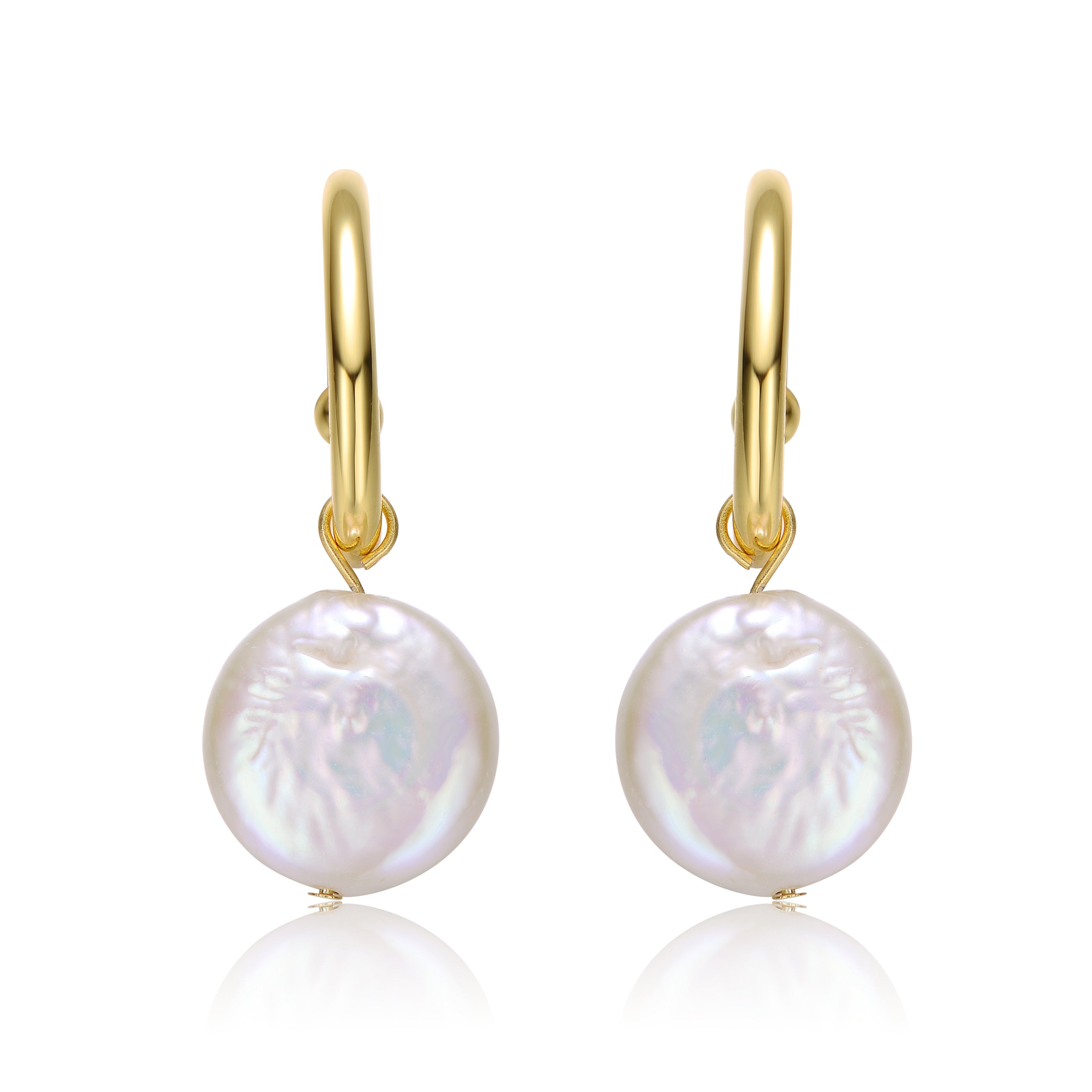Brigitte Pearl Golden Hoop Earrings GENEVIVE