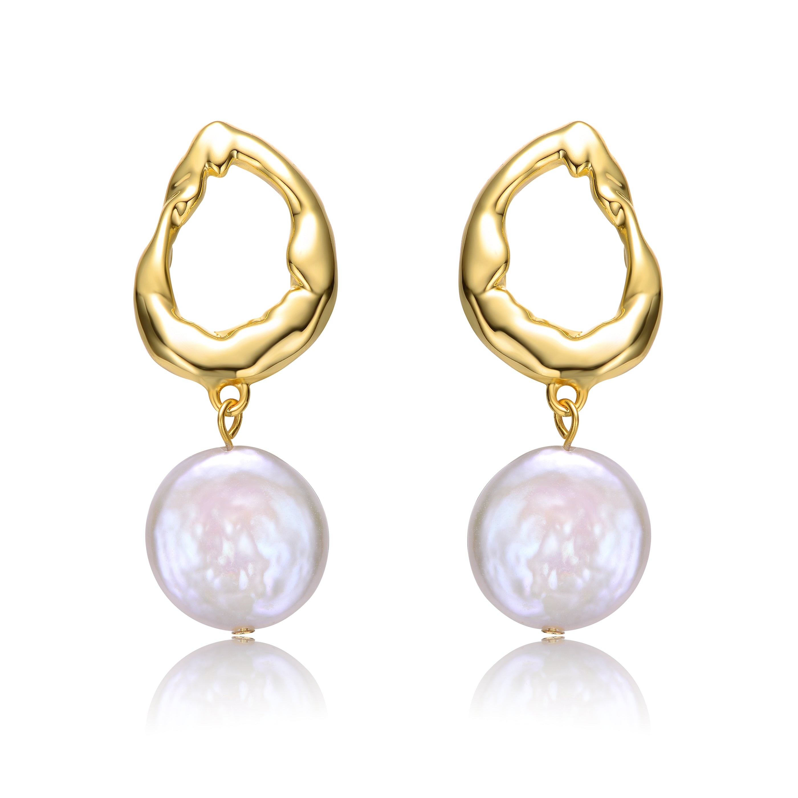 Brigitte Boho Golden Circle Pearl Earrings GENEVIVE