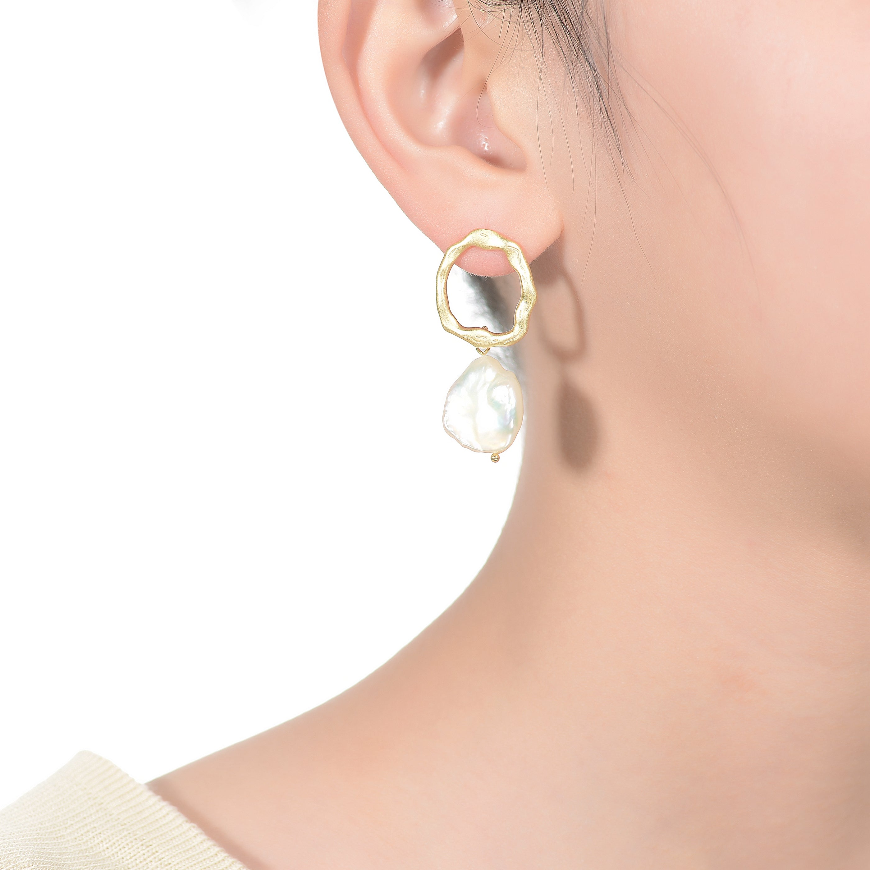 Brigitte Boho Golden Drop Round Earrings GENEVIVE