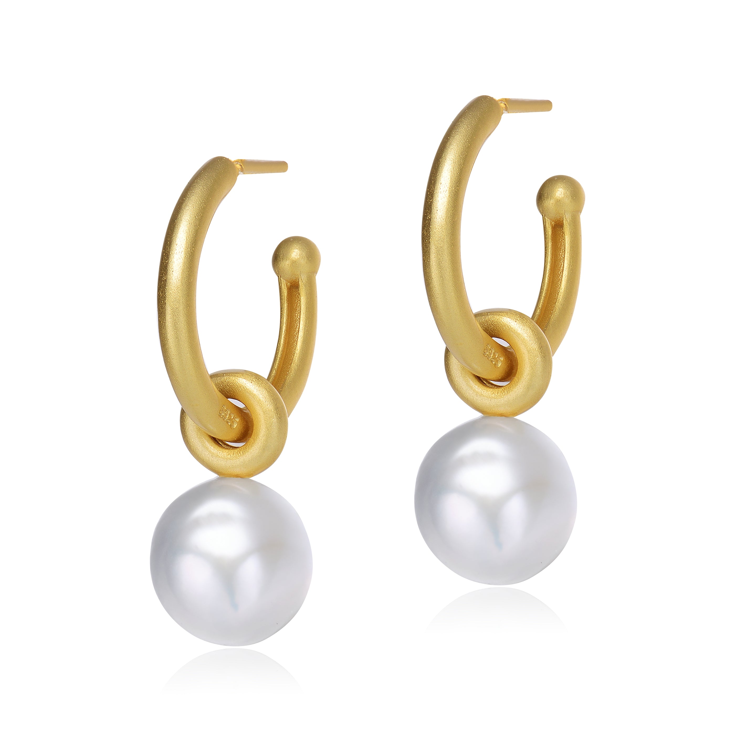 Delphine Golden Pearl Mini Hoop Earrings GENEVIVE