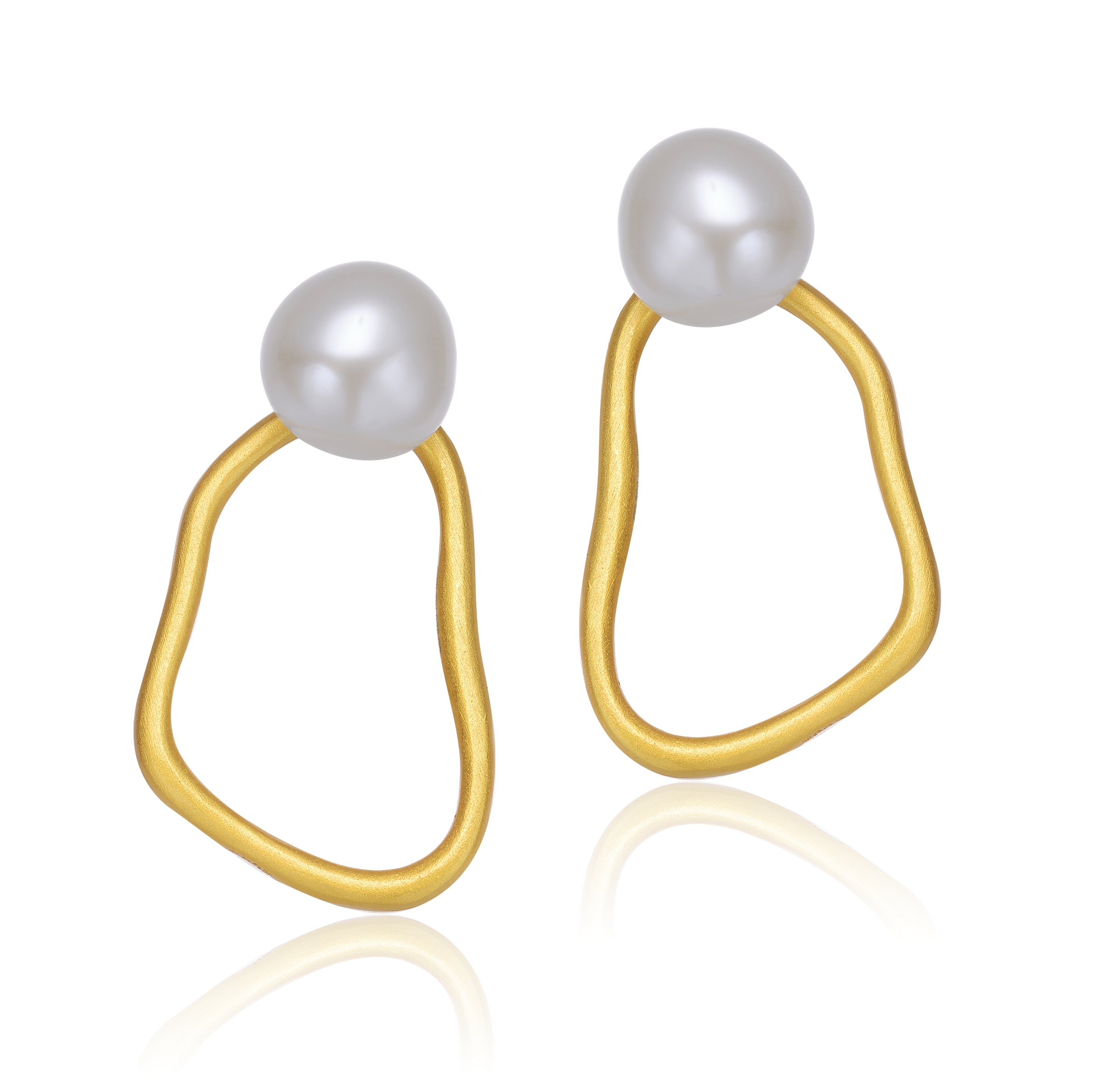 Delphine Golden Light Pearl Earrings GENEVIVE