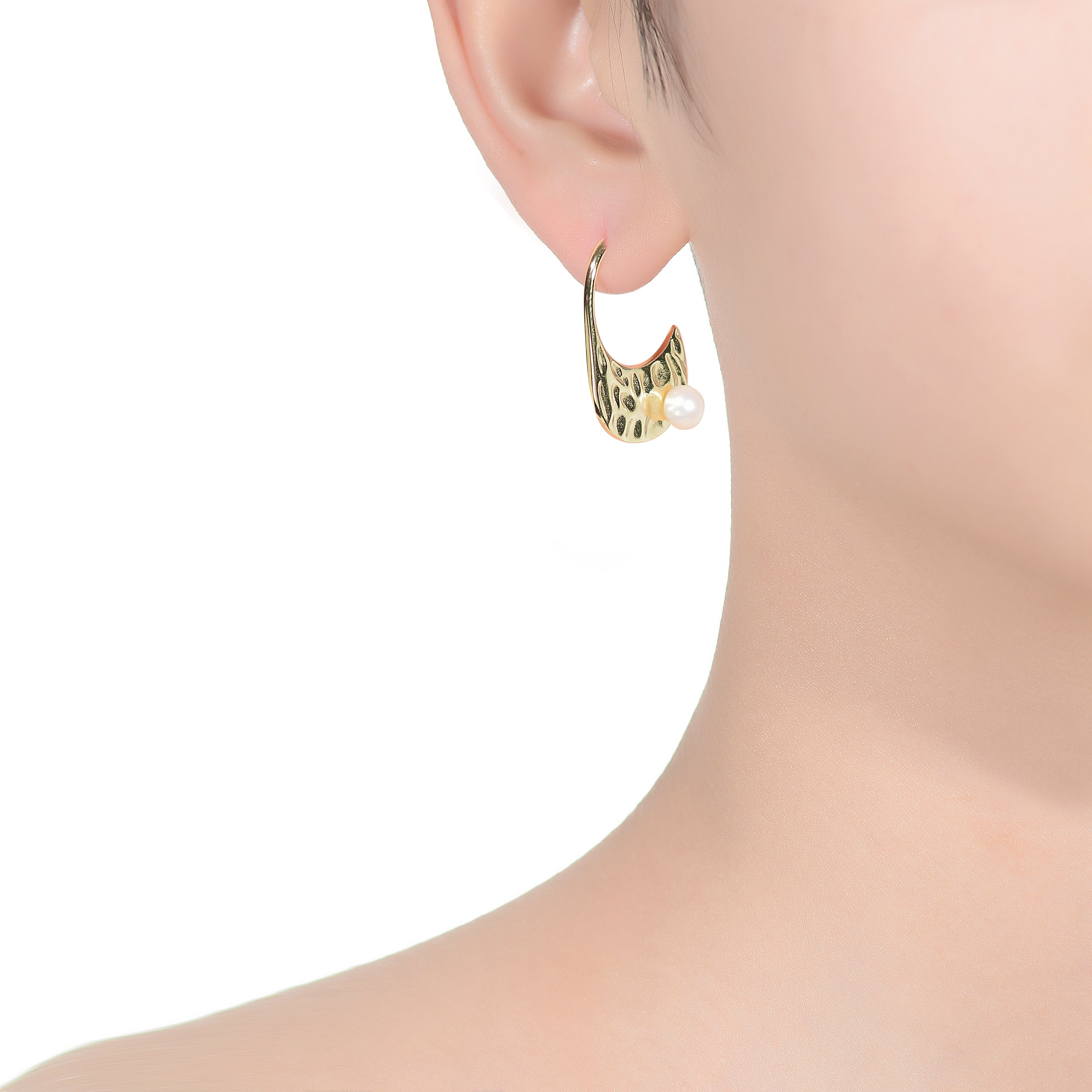Delphine Boho Golden Pearl Hook Earrings GENEVIVE