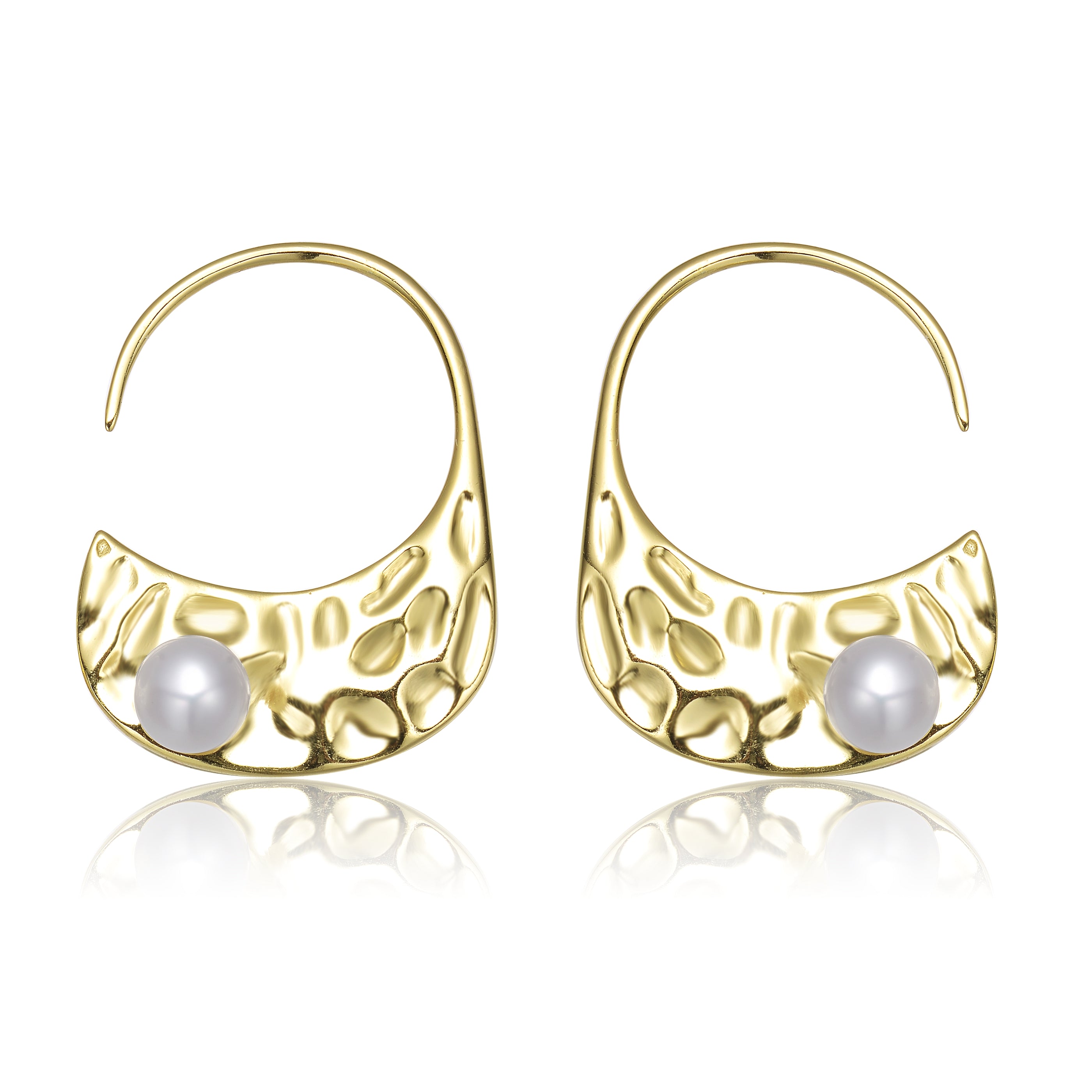 Delphine Boho Golden Pearl Hook Earrings GENEVIVE