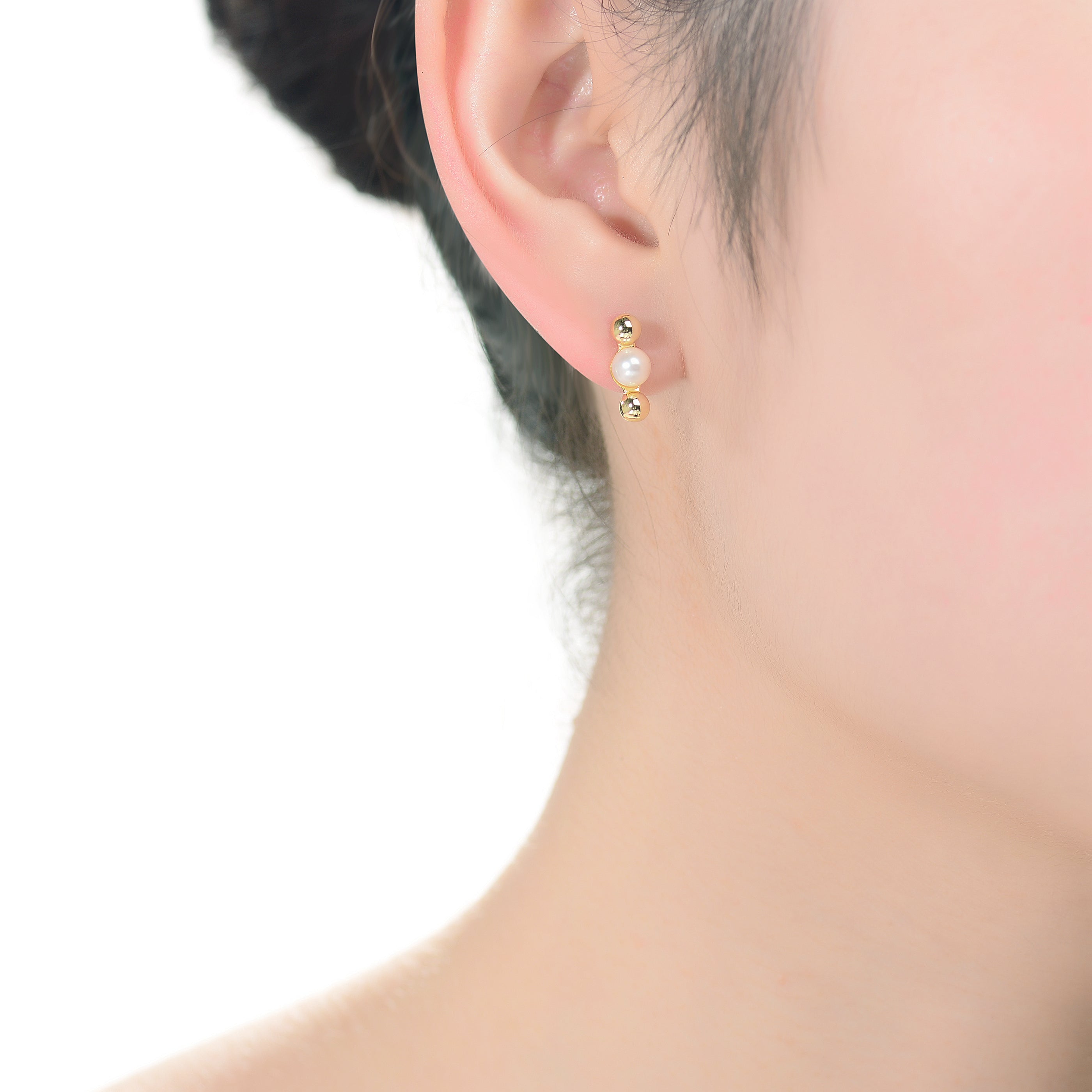 Delphine Golden Spheres Pearl Earrings GENEVIVE