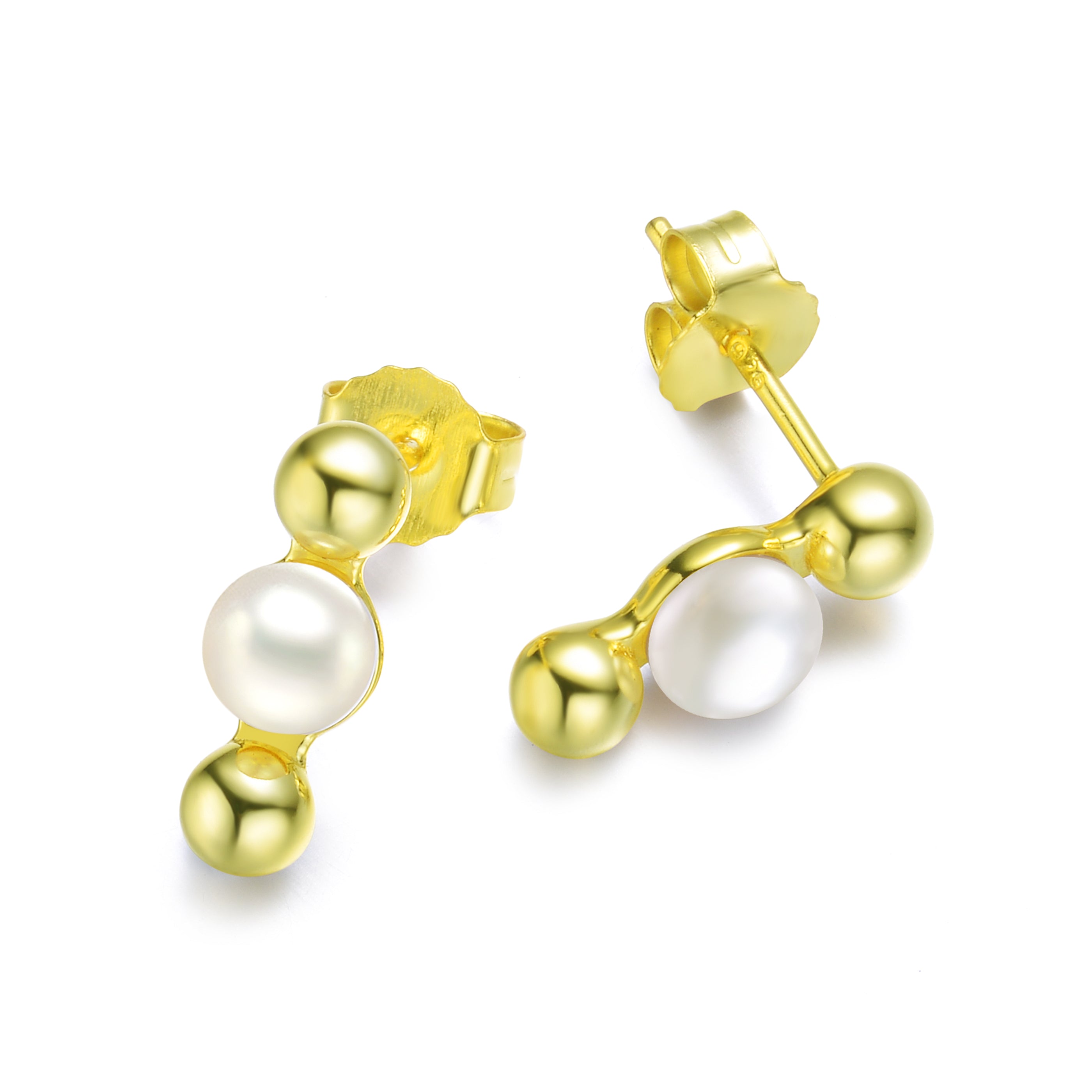Delphine Golden Spheres Pearl Earrings GENEVIVE
