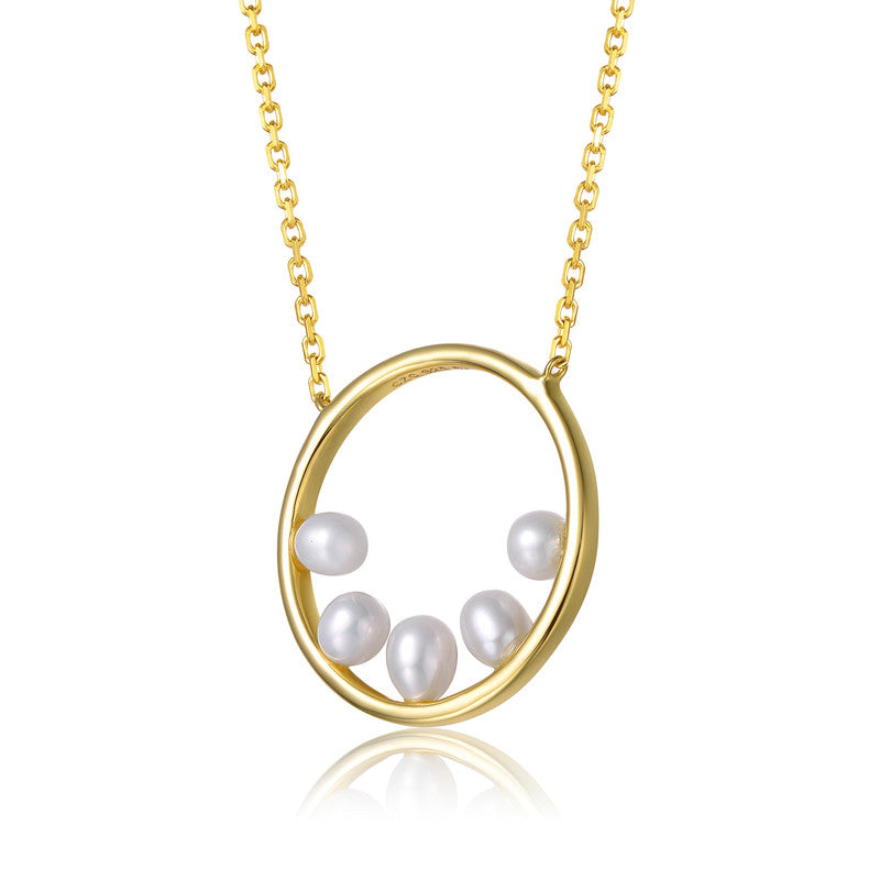 Brigitte Golden Circle Four Pearl Necklace GENEVIVE