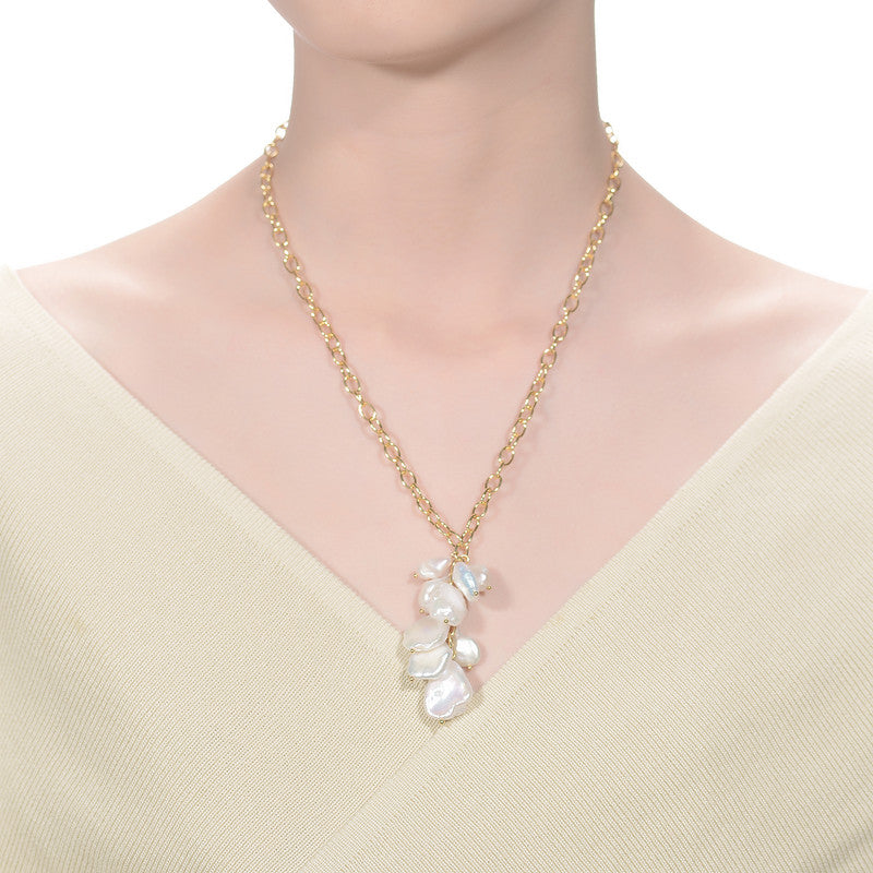 Sable Golden Pearl Bunch Necklace GENEVIVE
