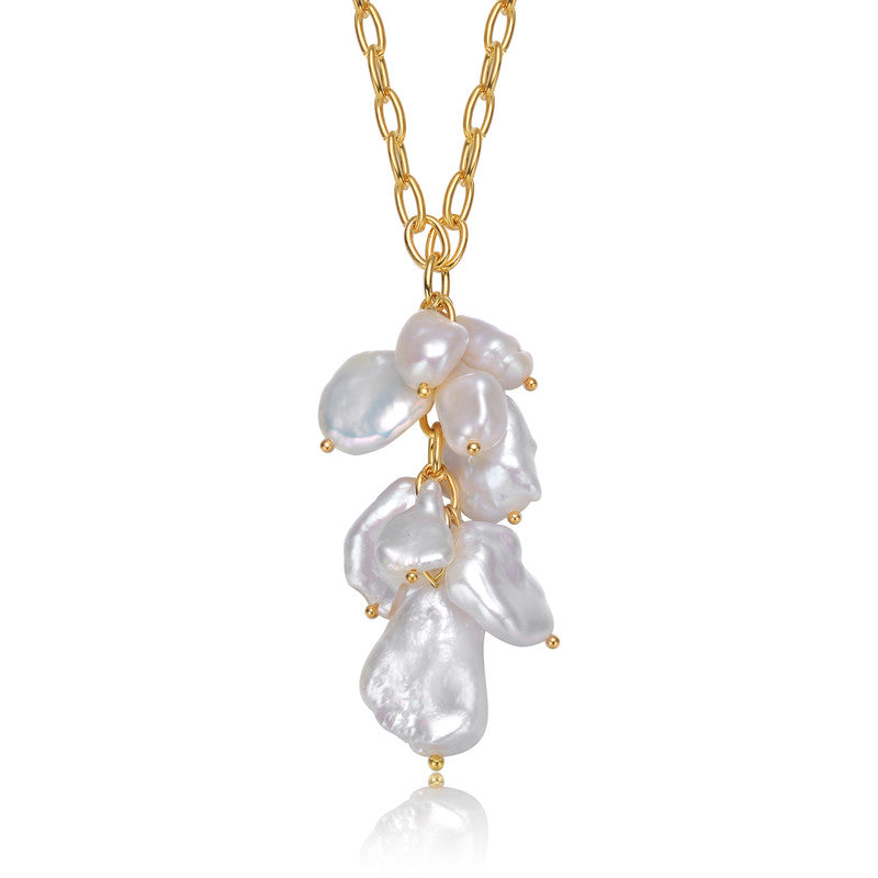 Sable Golden Pearl Bunch Necklace GENEVIVE