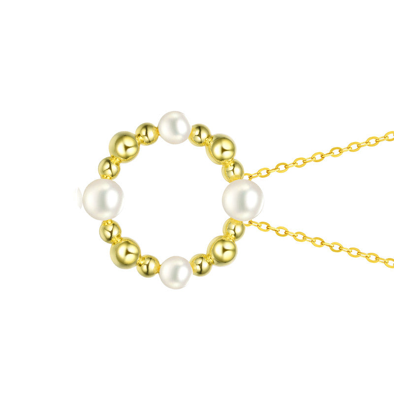 Delphine Golden Circle Spheres Pearl Necklace GENEVIVE
